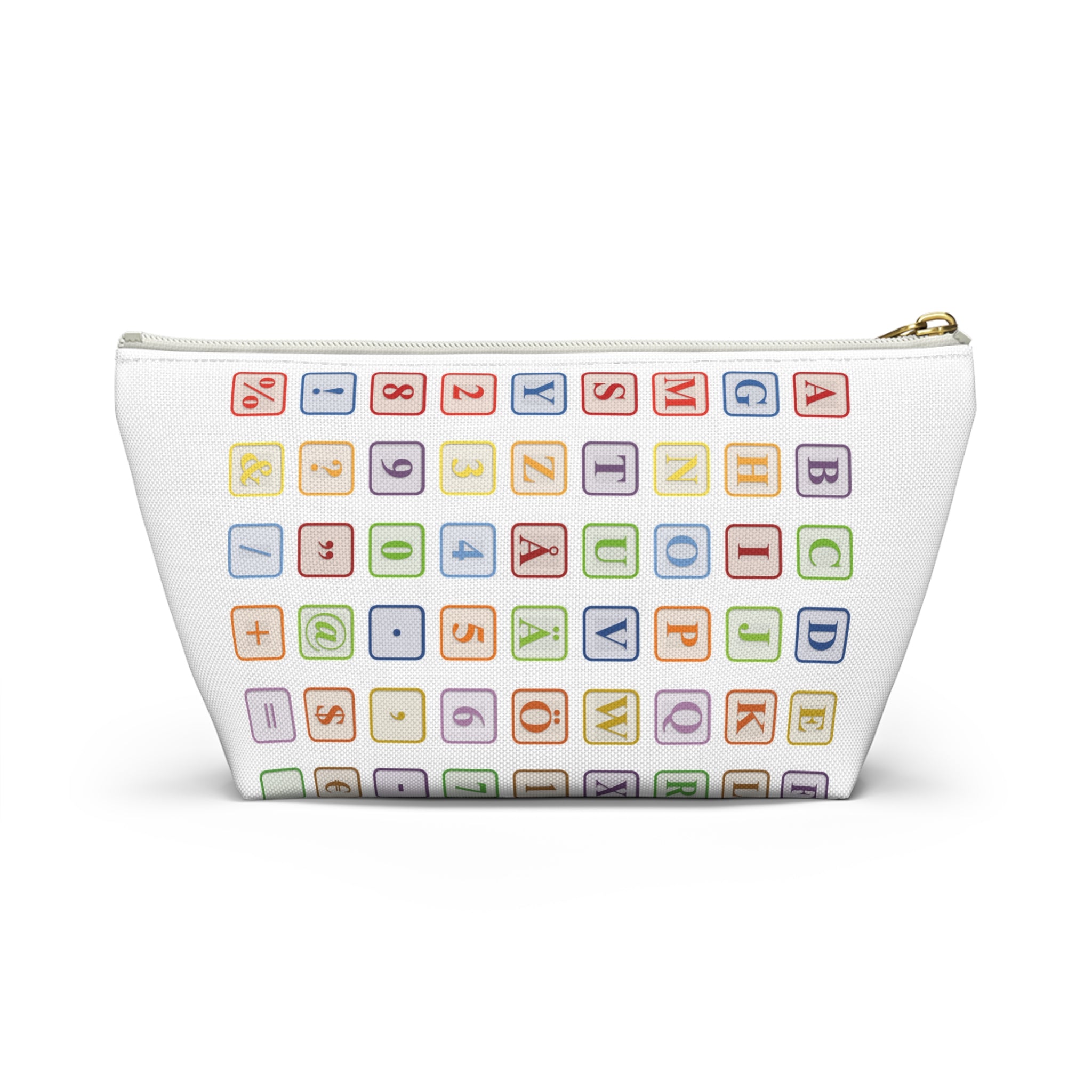 Alphabet Blocks Pattern Accessory Pouch | Letter Tile Makeup Bag