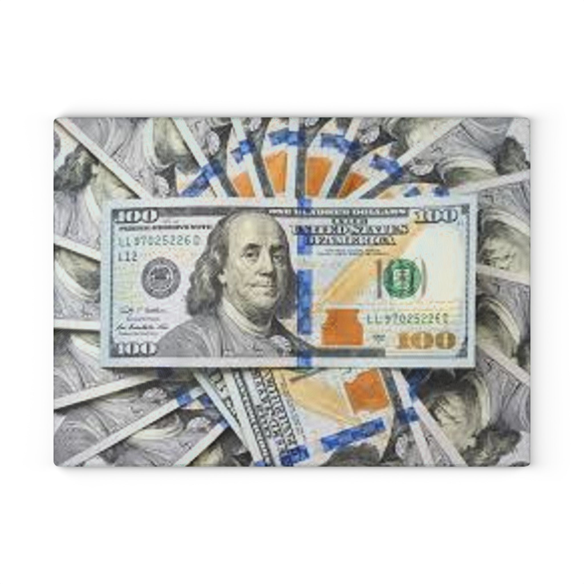 Stack of 100 Bills Glass Cutting Board | Money Pattern Kitchen Decor