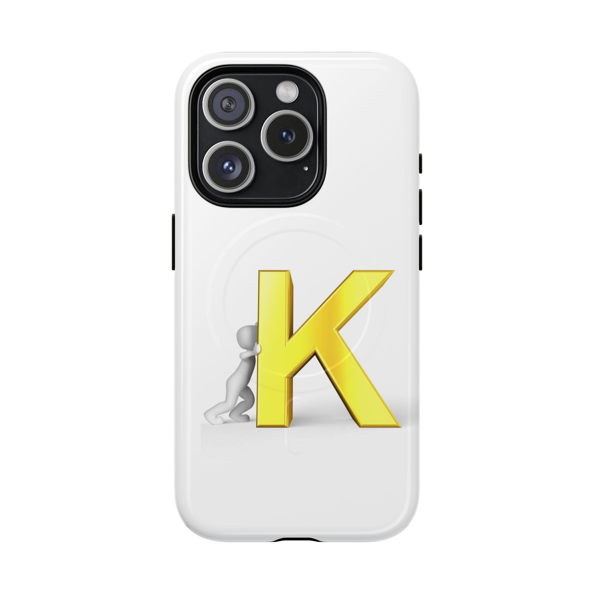 Yellow K Letter Phone Case | Tough Magnetic Case, Monogram Initial K