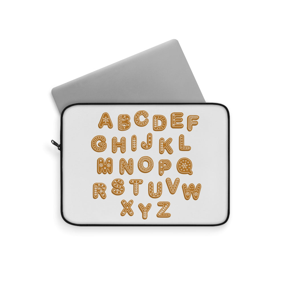 Gingerbread Alphabet Laptop Sleeve | Cookie Letter Pattern
