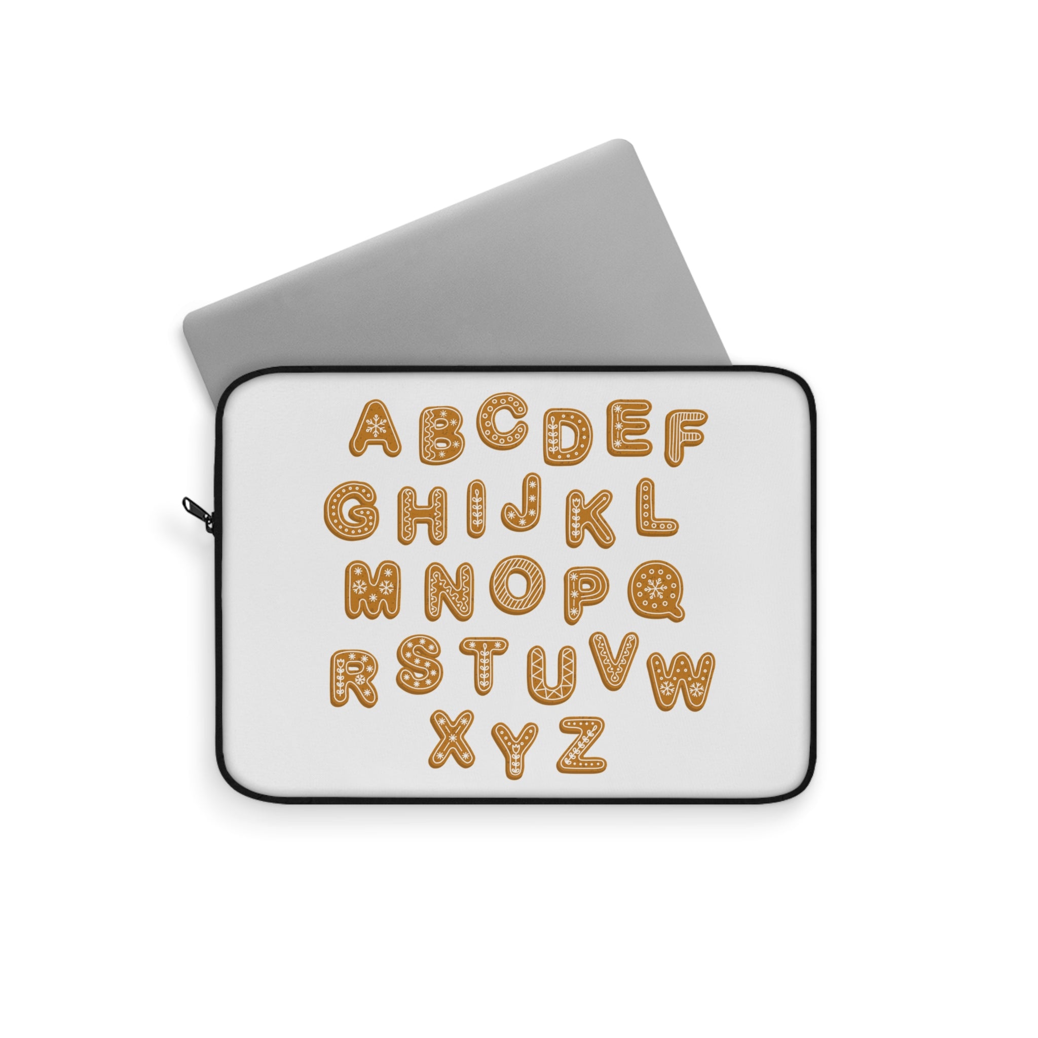Gingerbread Alphabet Laptop Sleeve | Cookie Letter Pattern