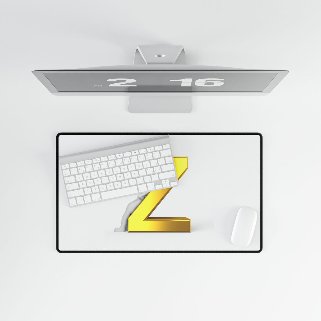 Gold Letter Z Desk Mat | Monogram Mouse Pad Desk Mat