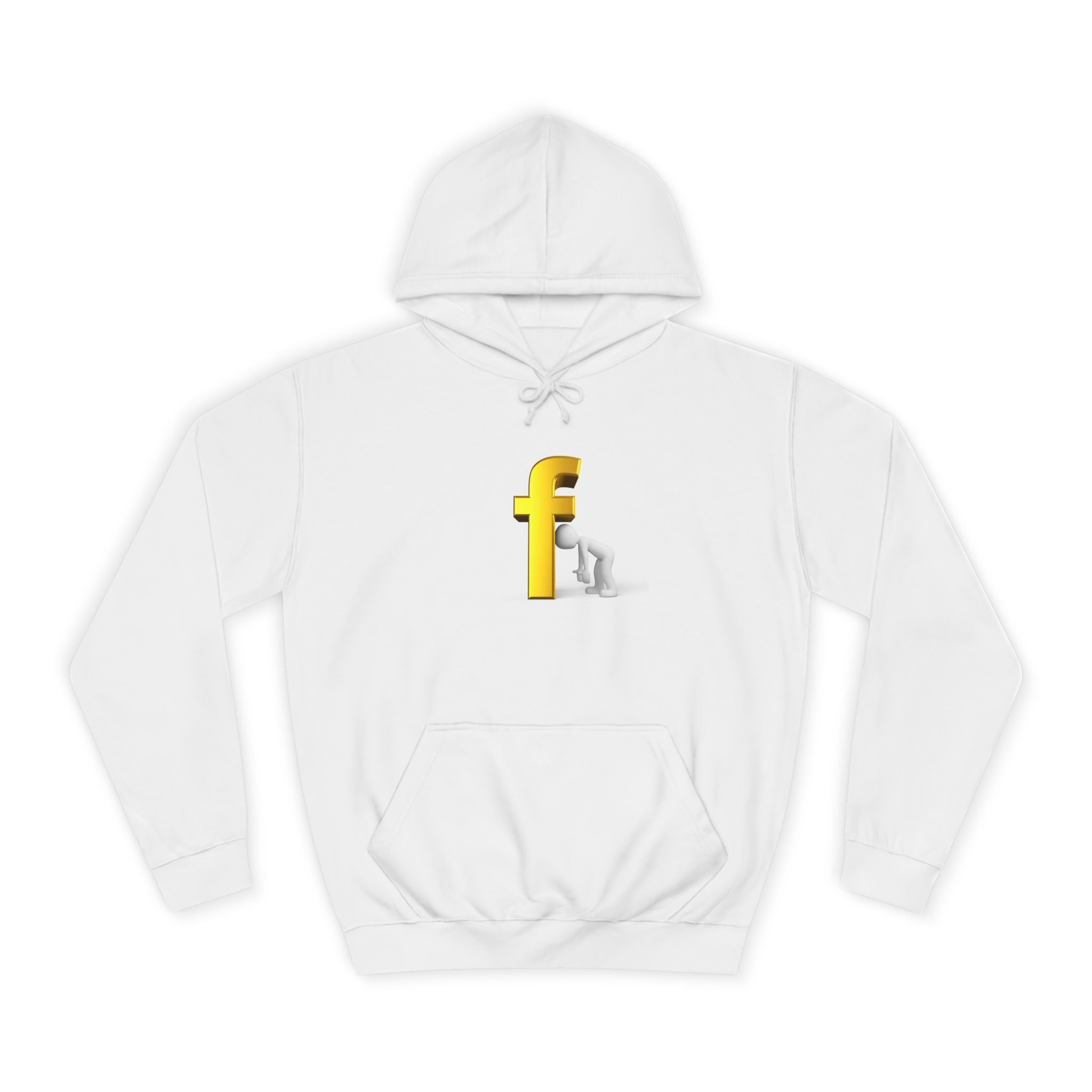 Yellow 3D Letter F Kneeling Figure Hoodie | Typography Graphic