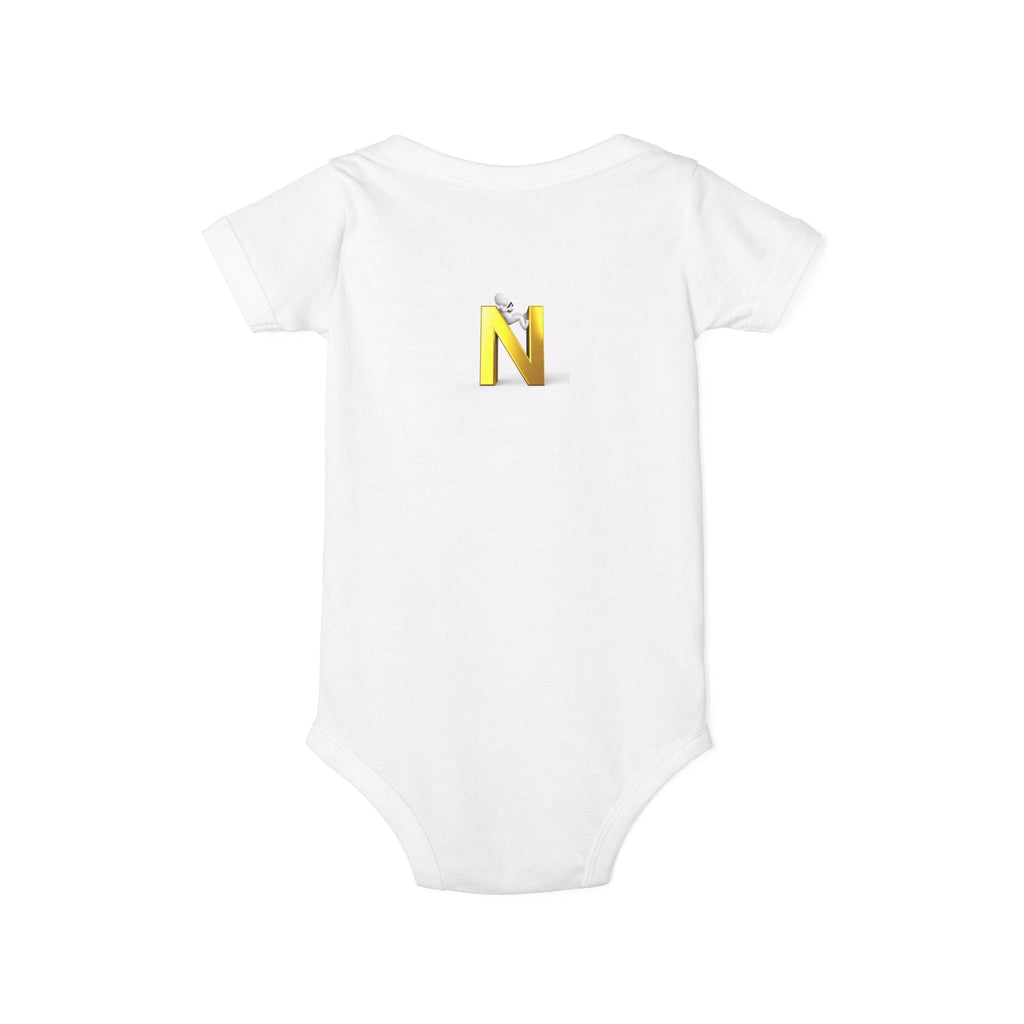 Yellow Letter N Monogram Infant Onesie | Baby Initial Jersey