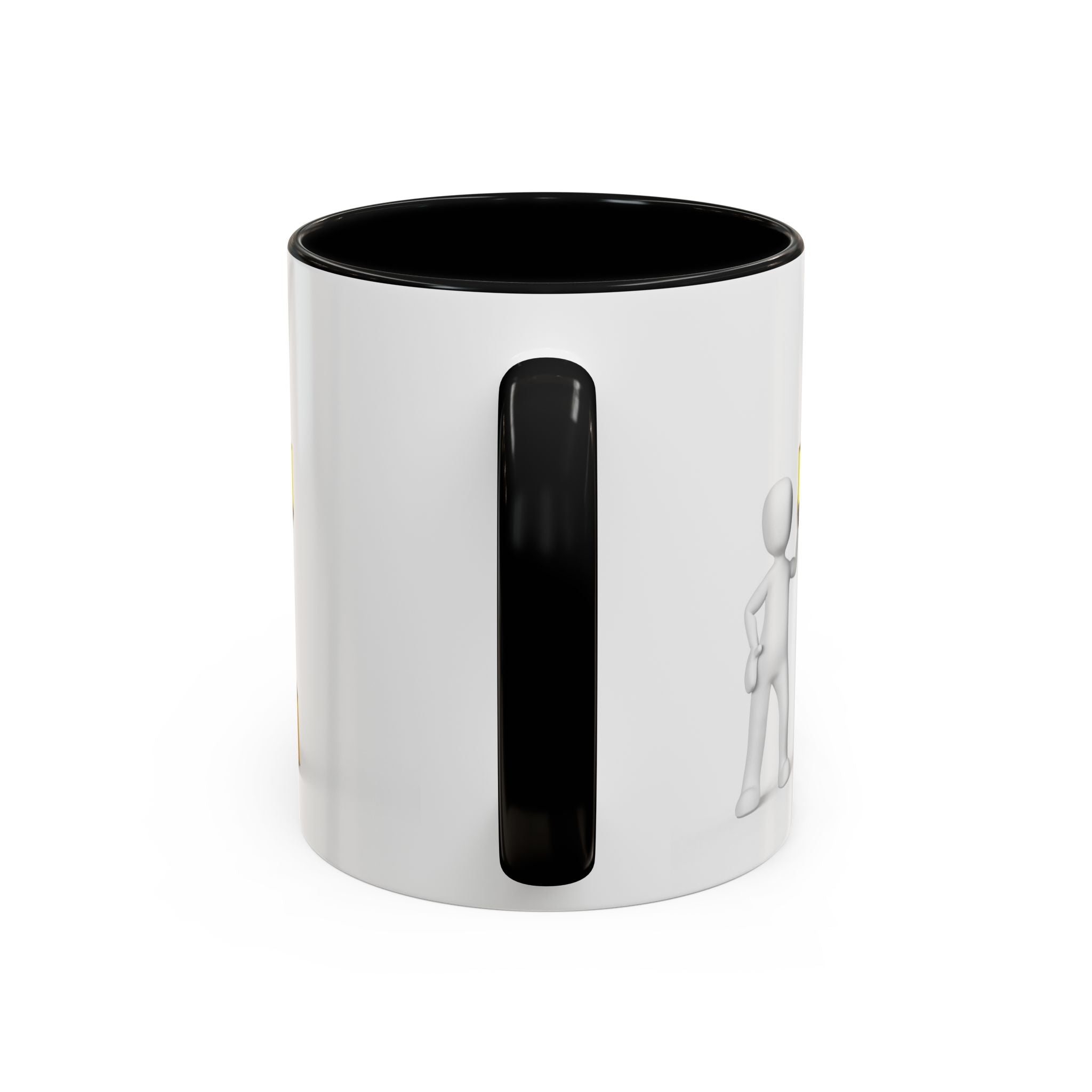 3D Stick Figure with Gold Letter T Mug | Accent Coffee Mug