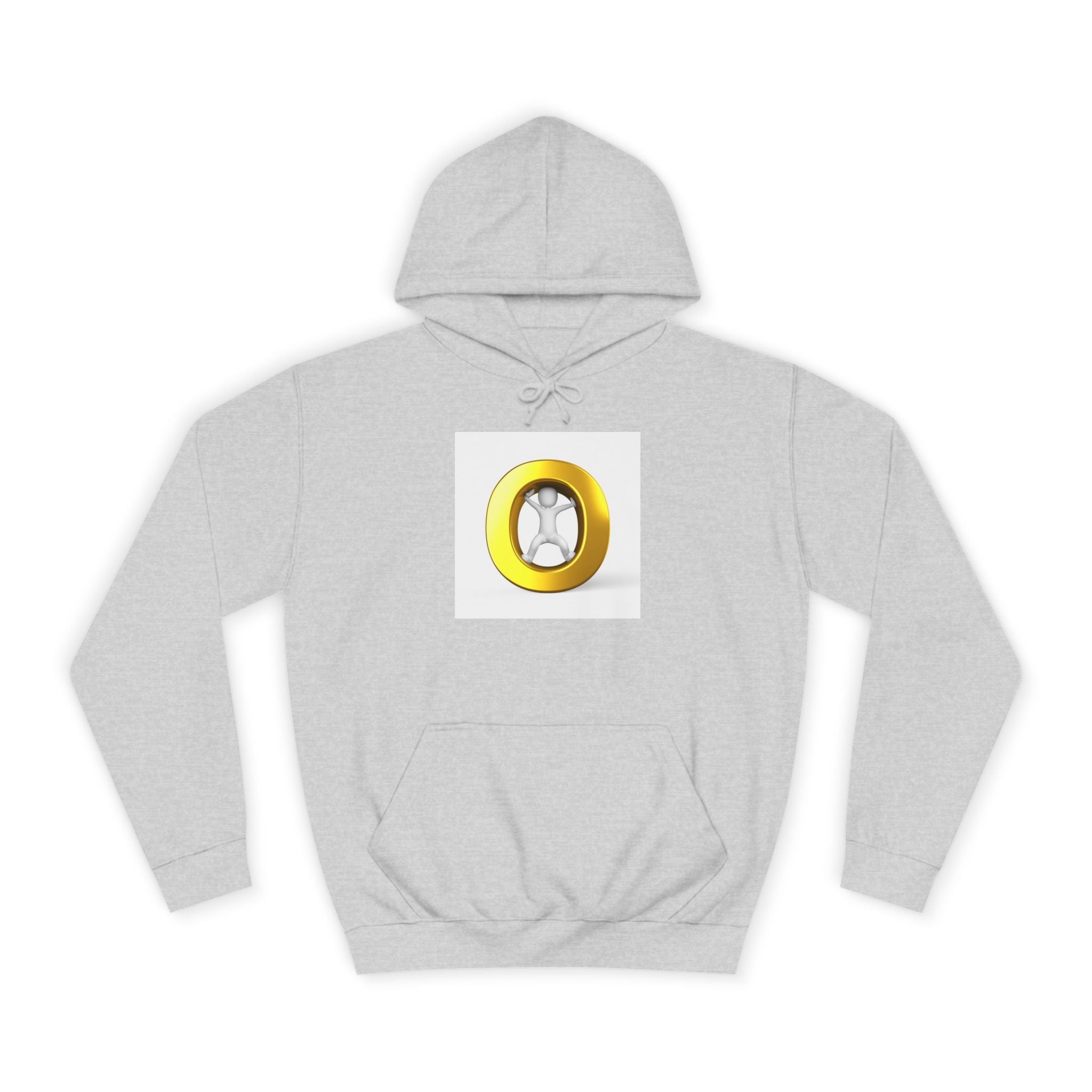 Gold Letter O with Abstract Figure Hoodie | Minimal Graphic Sweatshirt