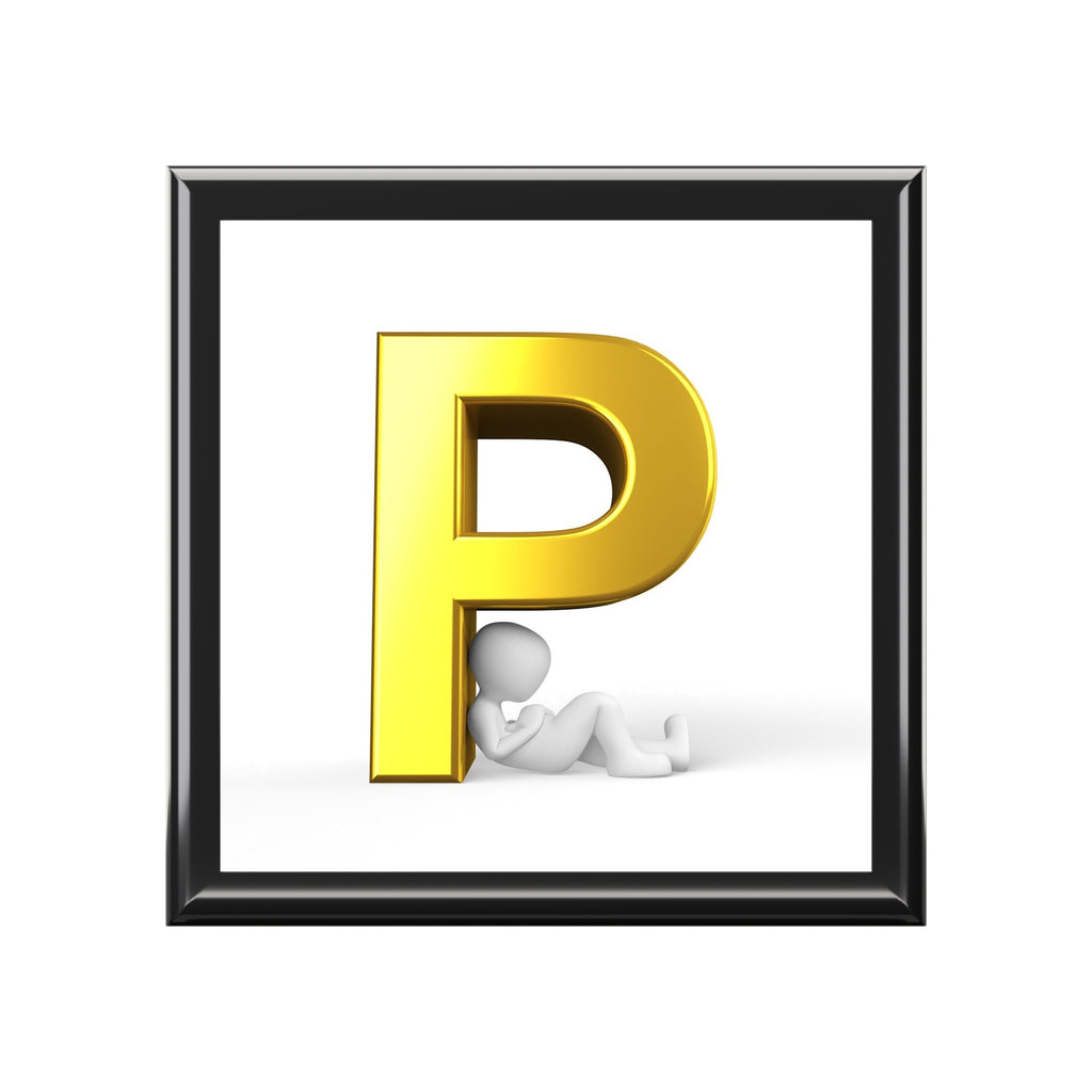 Gold Letter P initial jewelry box | Personalized monogram keepsake