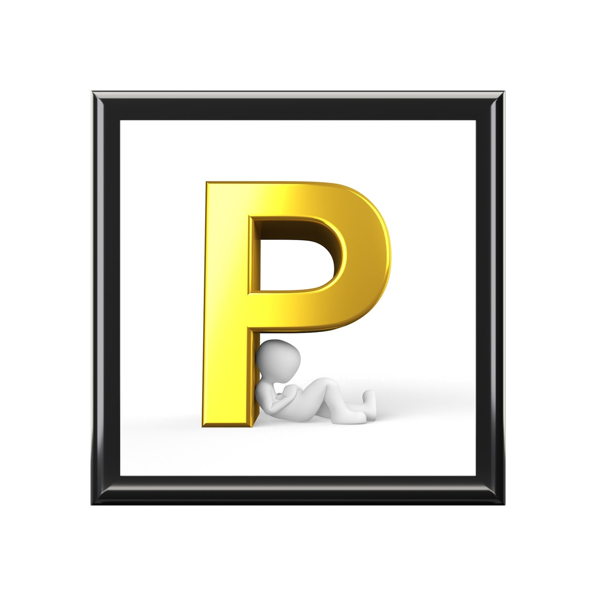 Gold Letter P initial jewelry box | Personalized monogram keepsake