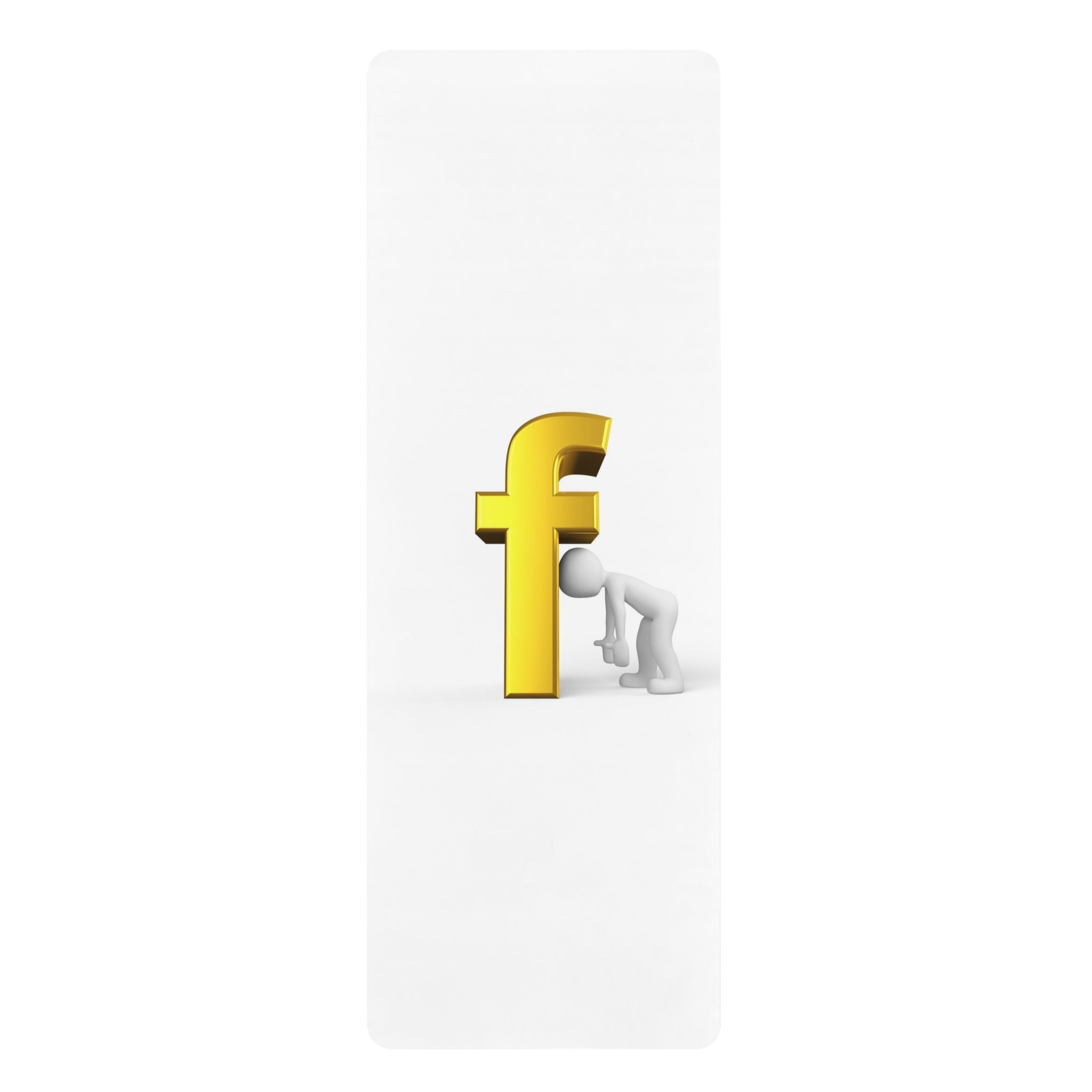 3D Stick Figure with Gold Letter f Rubber Yoga Mat | Minimal Typographic Design