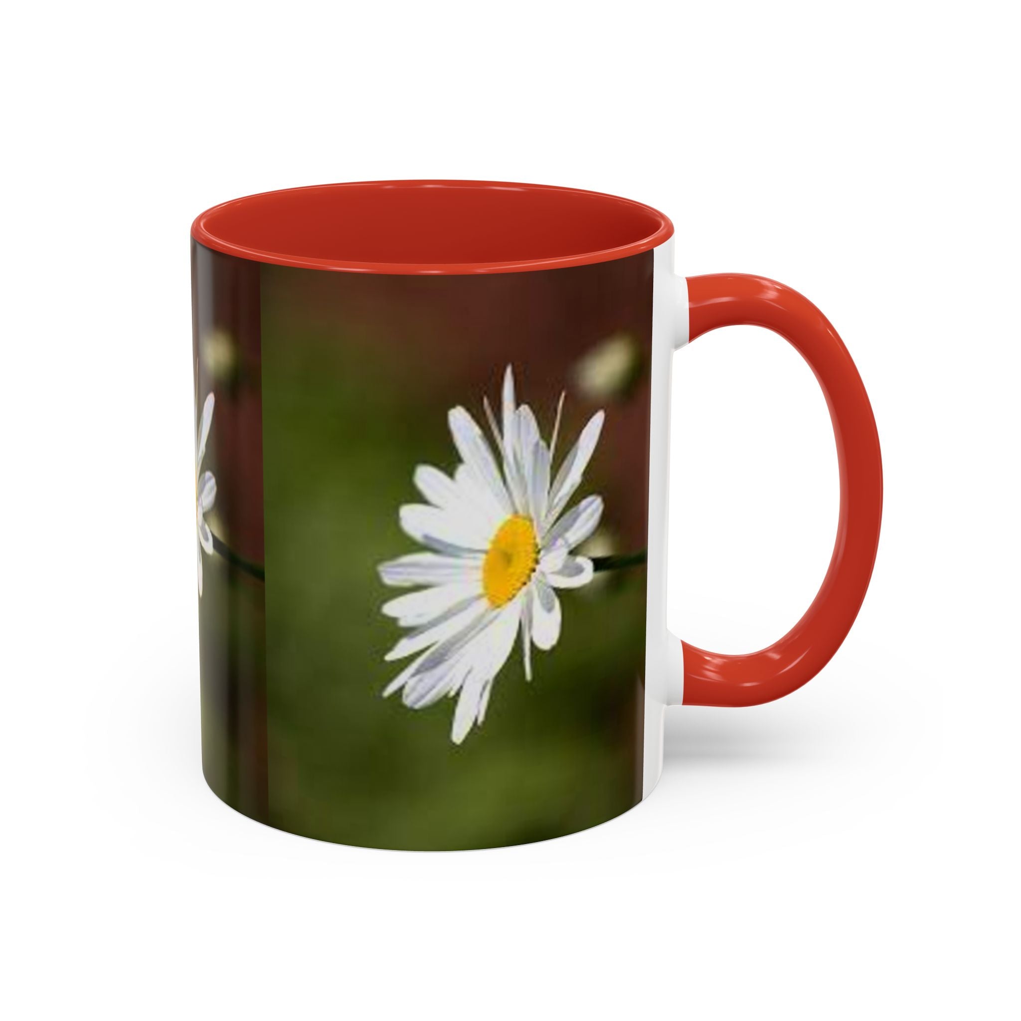 White Daisy Floral Accent Mug | 11oz or 15oz Ceramic
