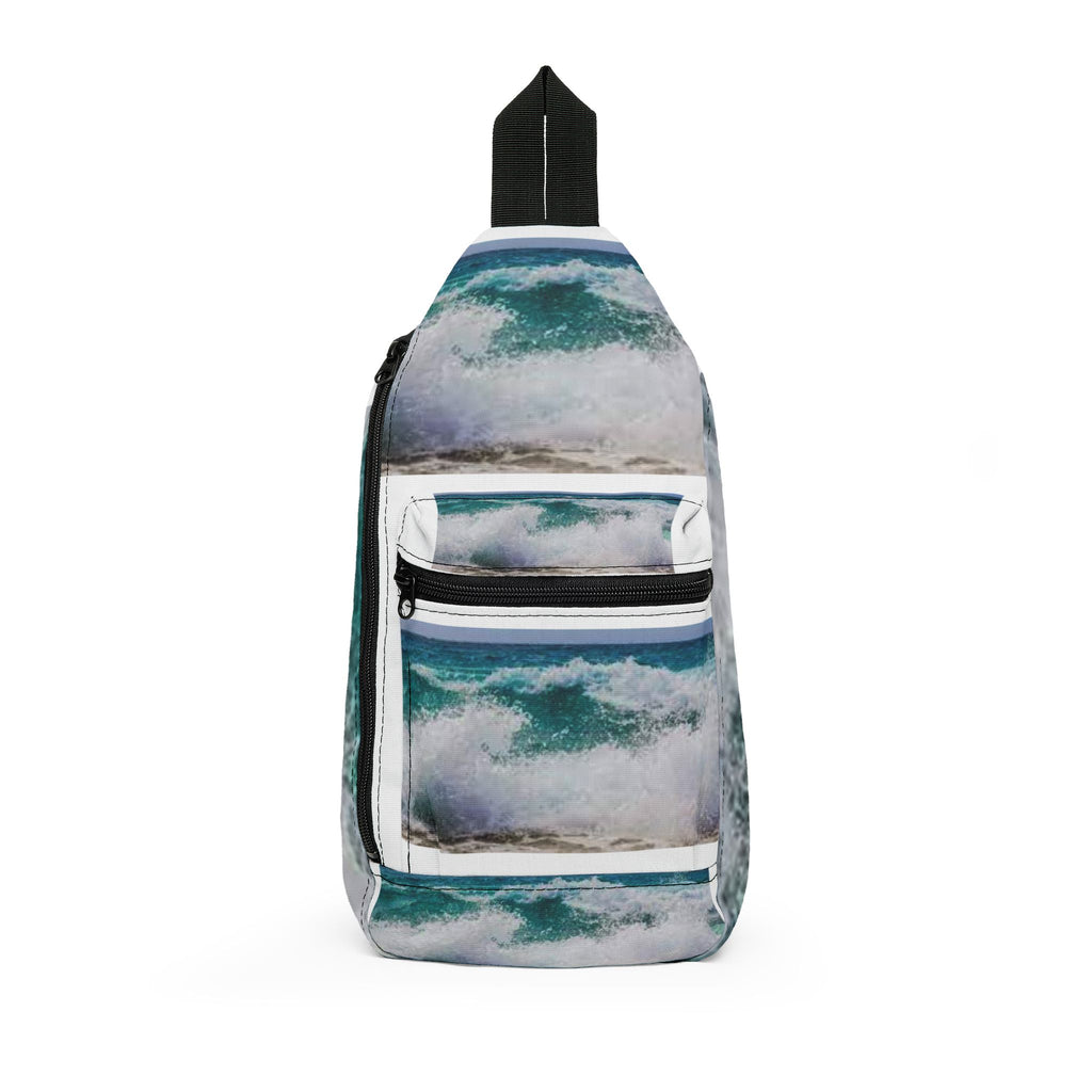 Ocean Wave Pattern Sling Bag | Beachy Watercolor Waves Crossbody