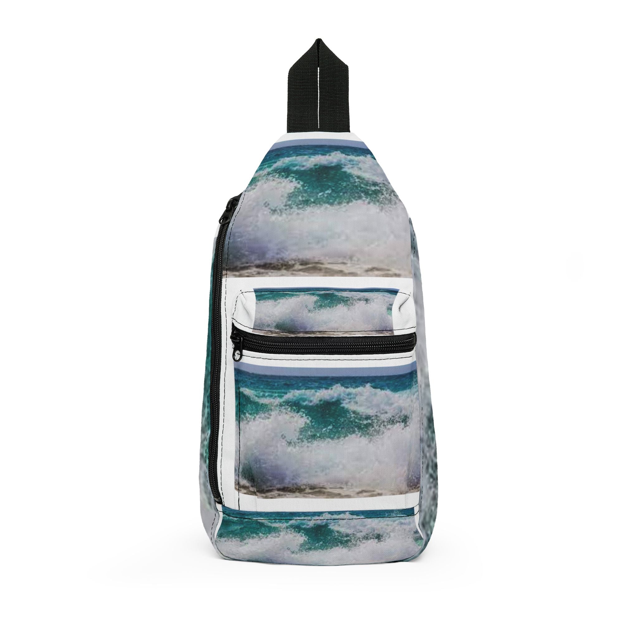 Ocean Wave Pattern Sling Bag | Beachy Watercolor Waves Crossbody