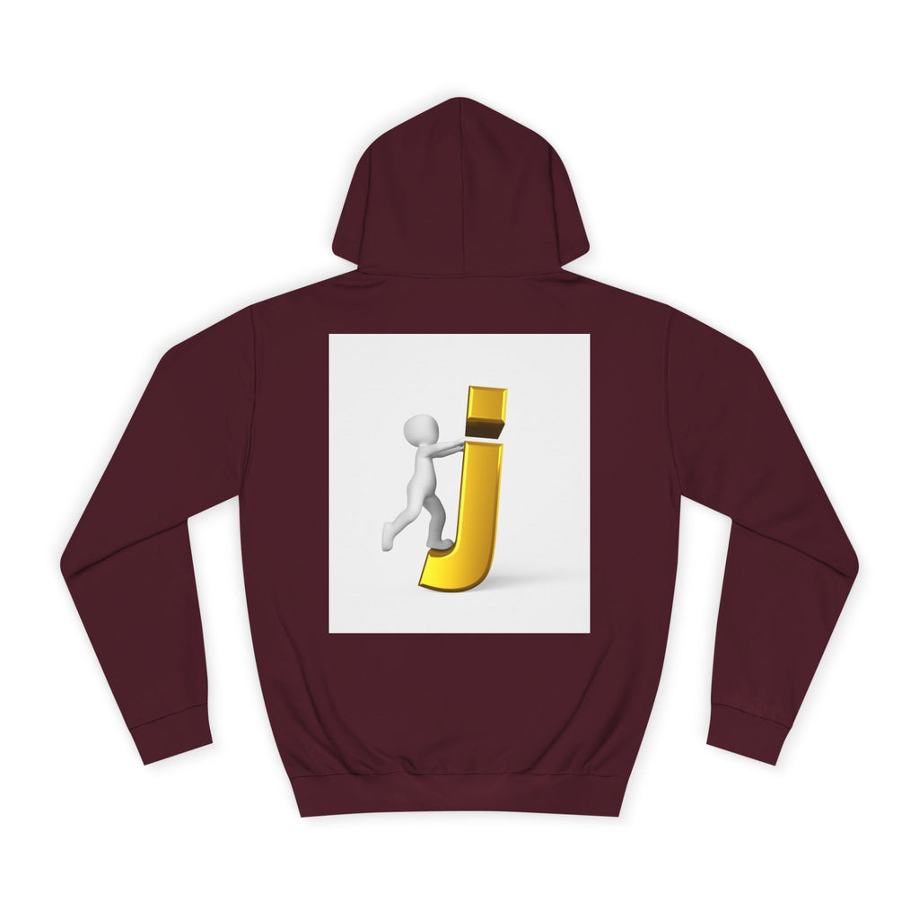 3D Stick Figure Riding Gold Letter J Hoodie | Initial Monogram Letter J