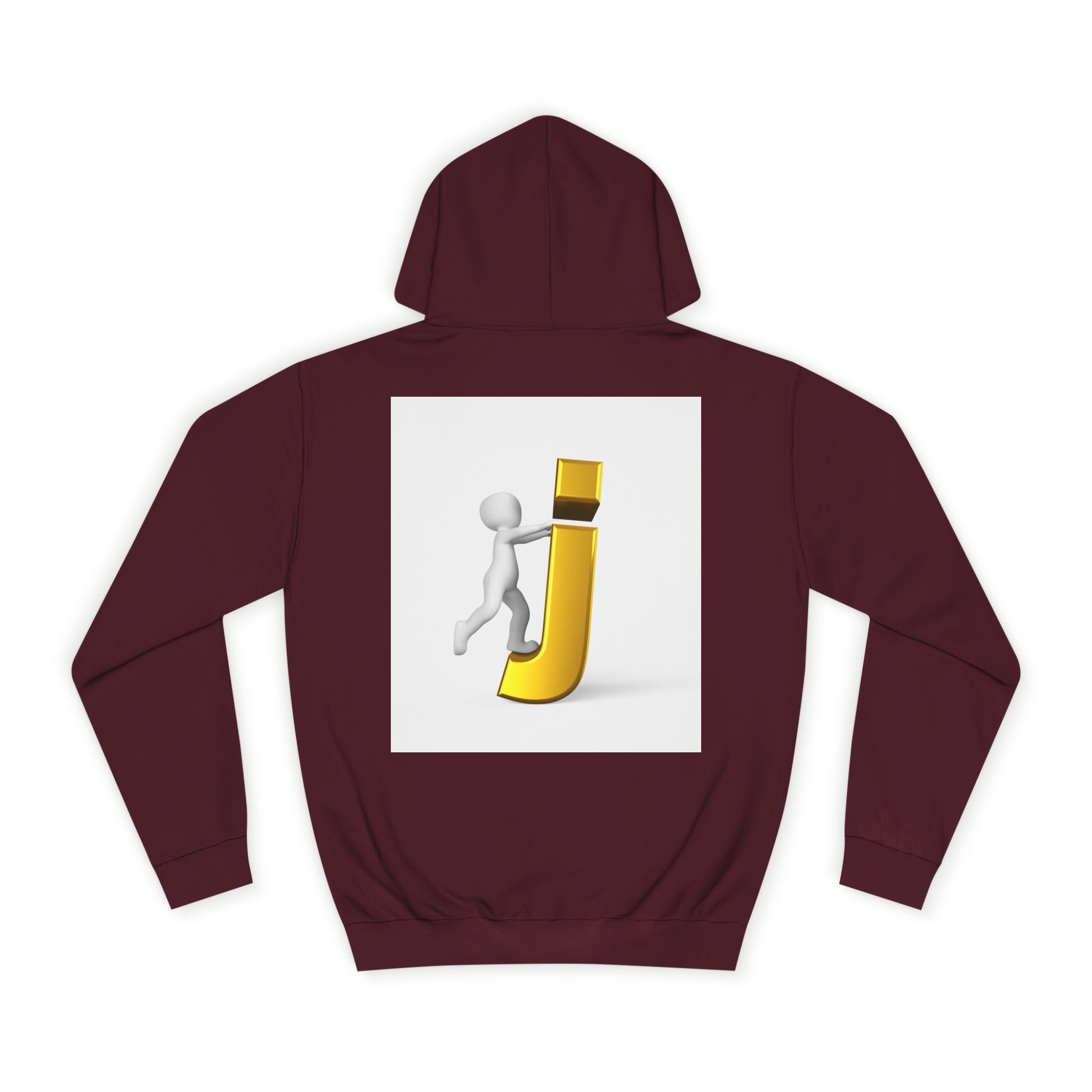 3D Stick Figure Riding Gold Letter J Hoodie | Initial Monogram Letter J