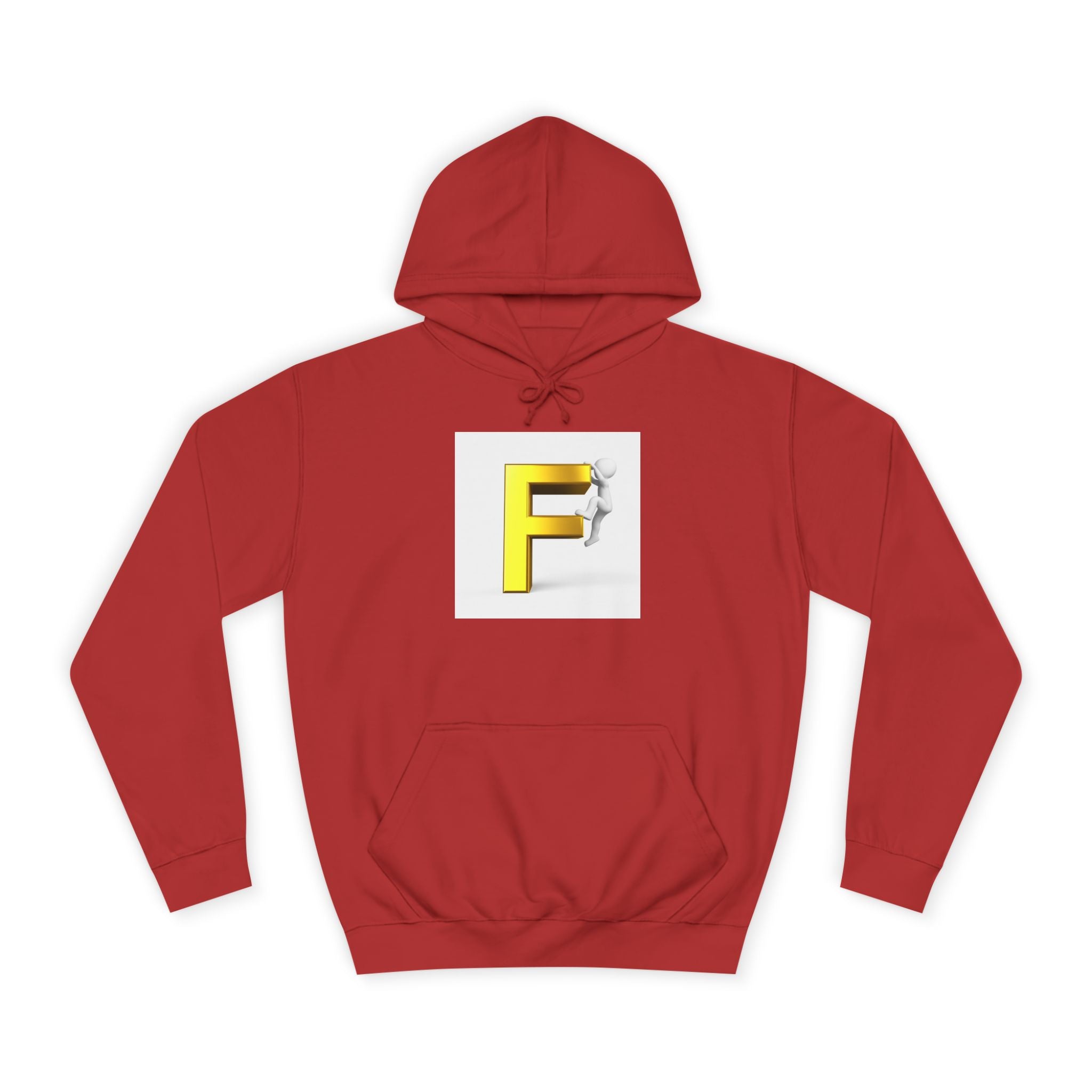 3D Gold Letter F Hoodie | Climbing Figurine Letterman Style