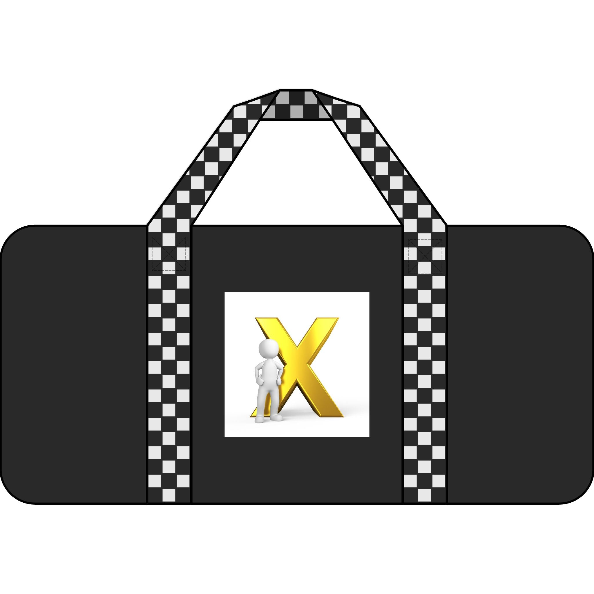 Gold X logo duffel bag | checkered or camo strap options