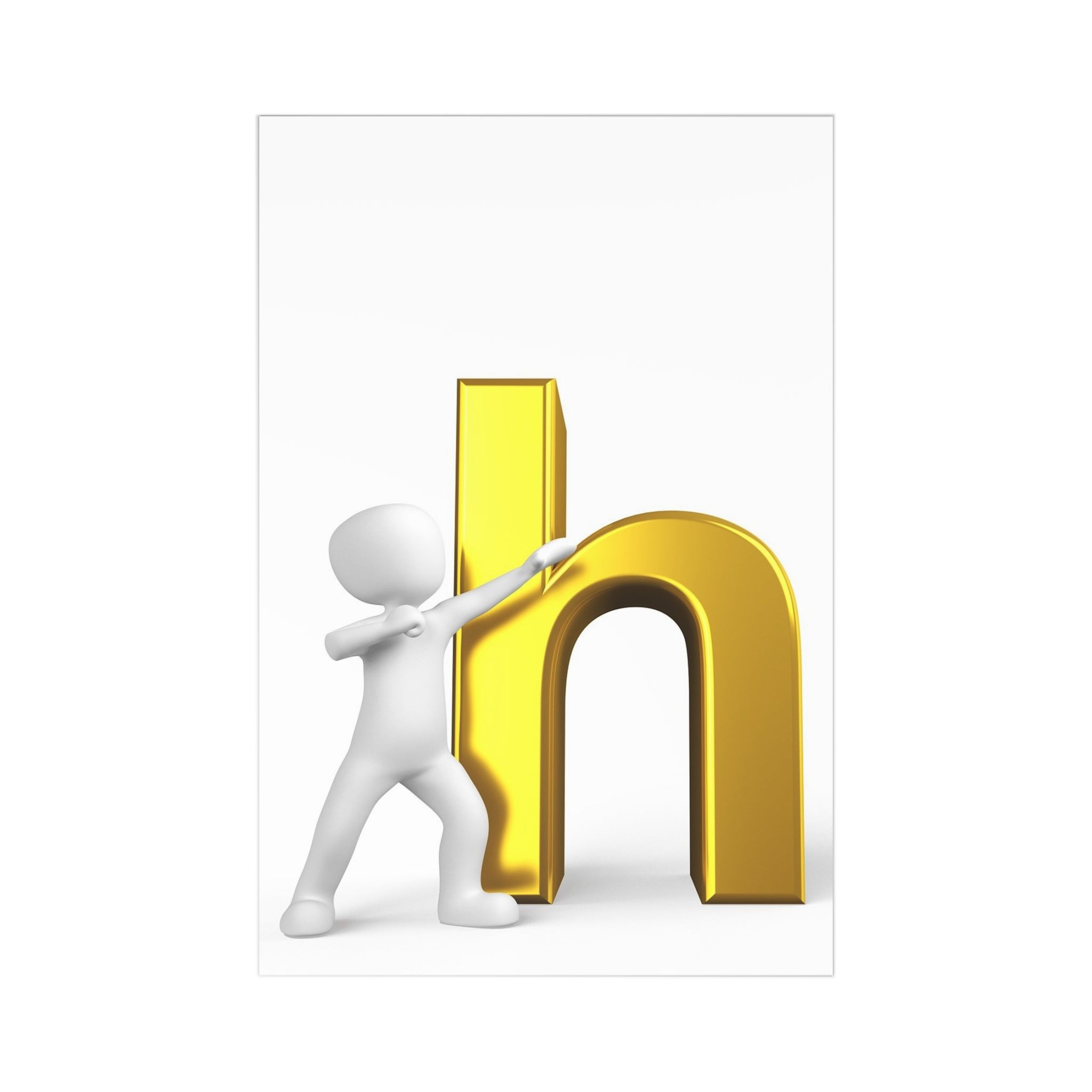 3D Stick Figure Gold Letter H Postcards | 7 Pack