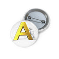 Yellow 3D Letter A Pin Button | Initial Monogram Badge
