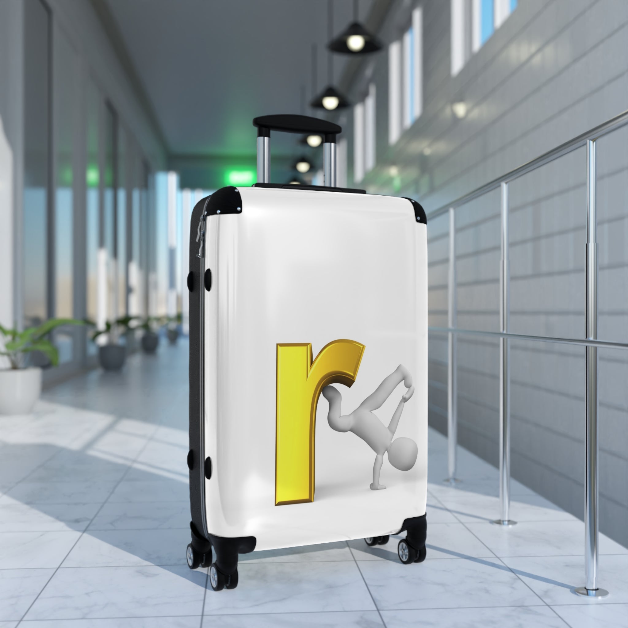 Yellow Letter R Breakdance Character Suitcase | Personalized Luggage Cover