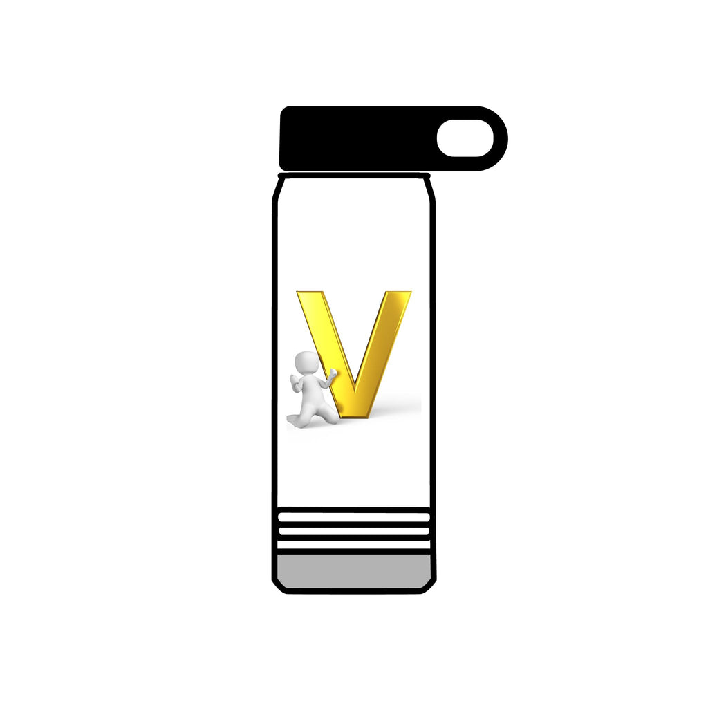 Gold Letter V Monogram Water Bottle | Personalized Initial 20oz