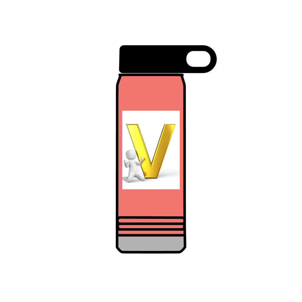Gold Letter V Monogram Water Bottle | Personalized Initial 20oz