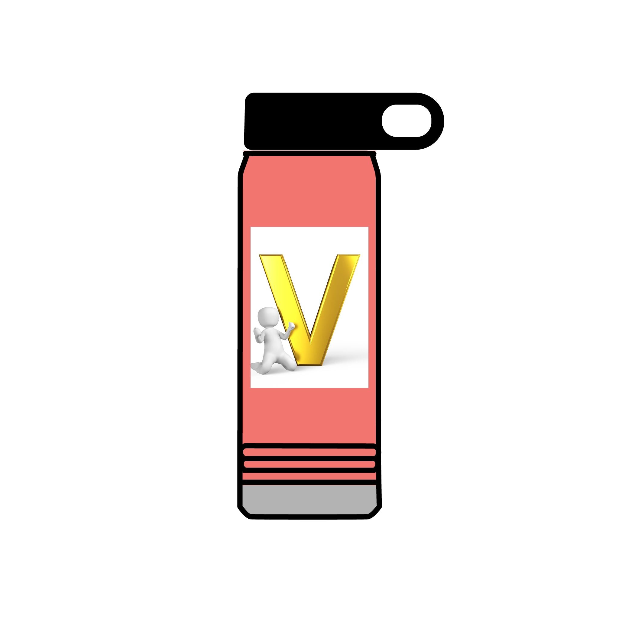 Gold Letter V Monogram Water Bottle | Personalized Initial 20oz