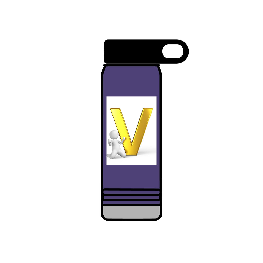 Gold Letter V Monogram Water Bottle | Personalized Initial 20oz