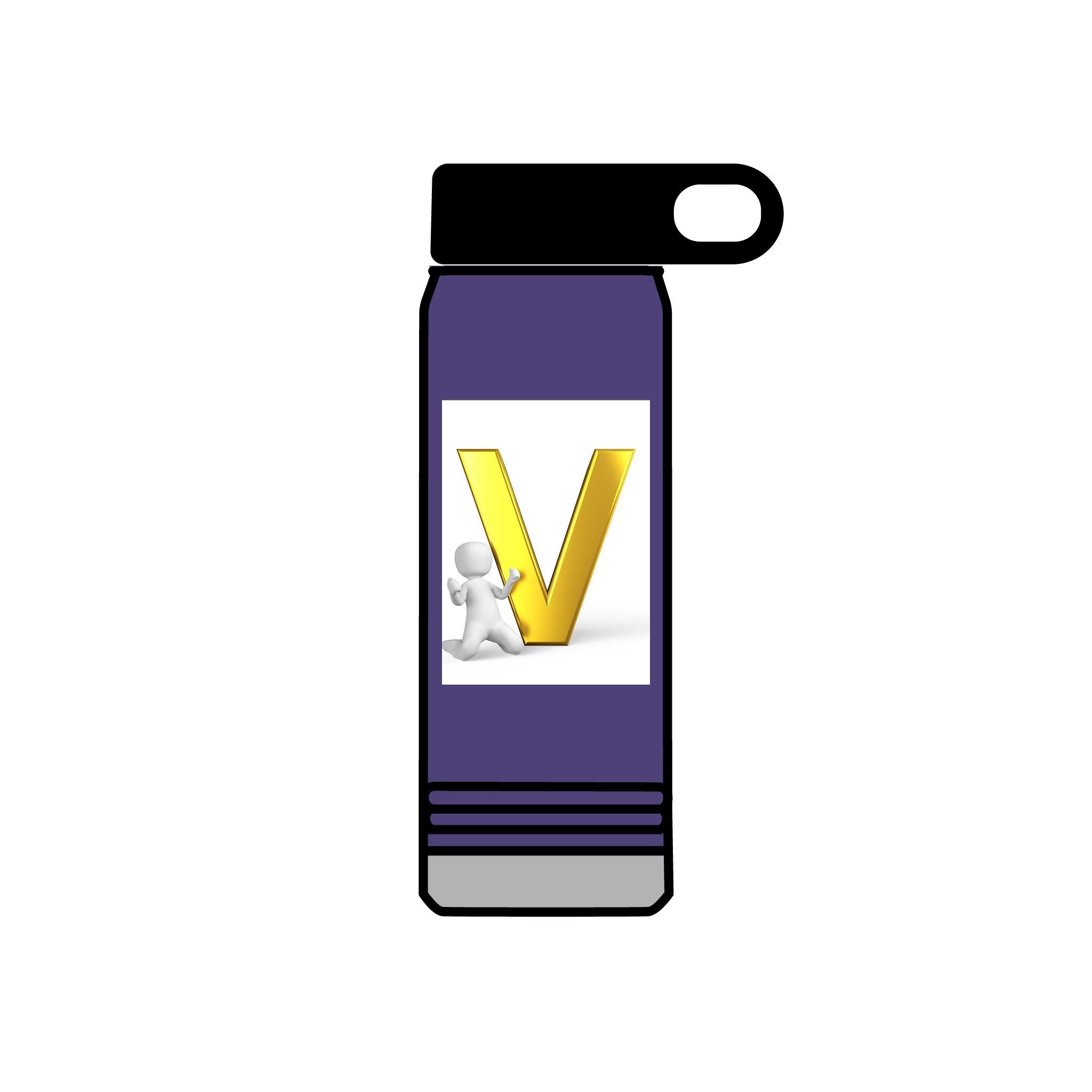 Gold Letter V Monogram Water Bottle | Personalized Initial 20oz