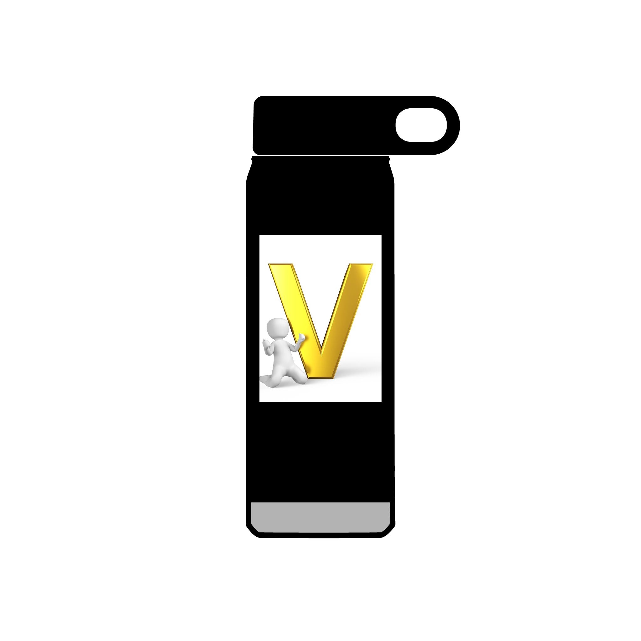 Gold Letter V Monogram Water Bottle | Personalized Initial 20oz