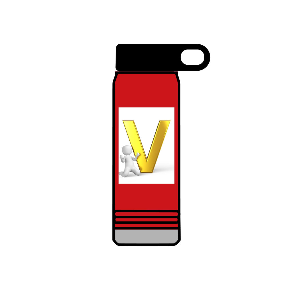 Gold Letter V Monogram Water Bottle | Personalized Initial 20oz