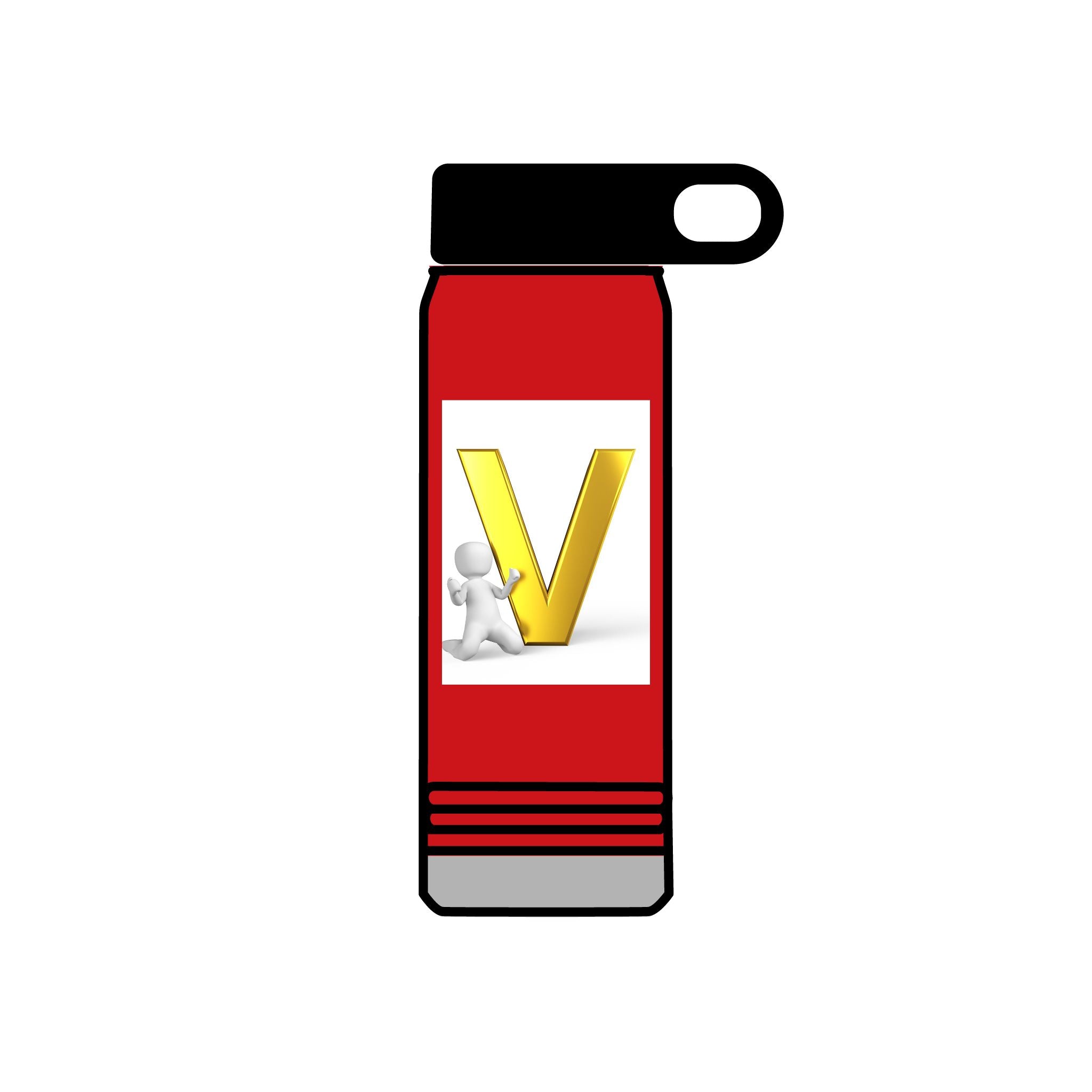 Gold Letter V Monogram Water Bottle | Personalized Initial 20oz