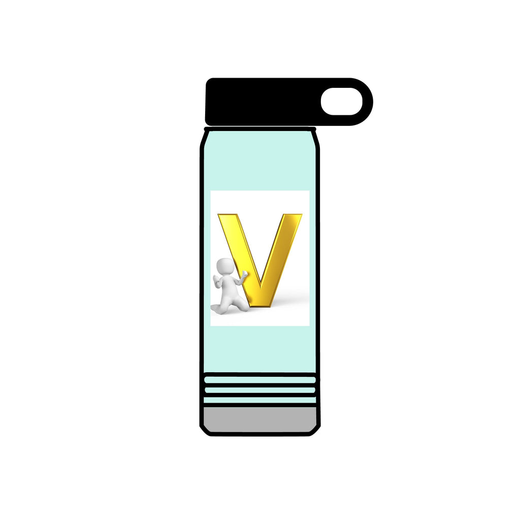 Gold Letter V Monogram Water Bottle | Personalized Initial 20oz