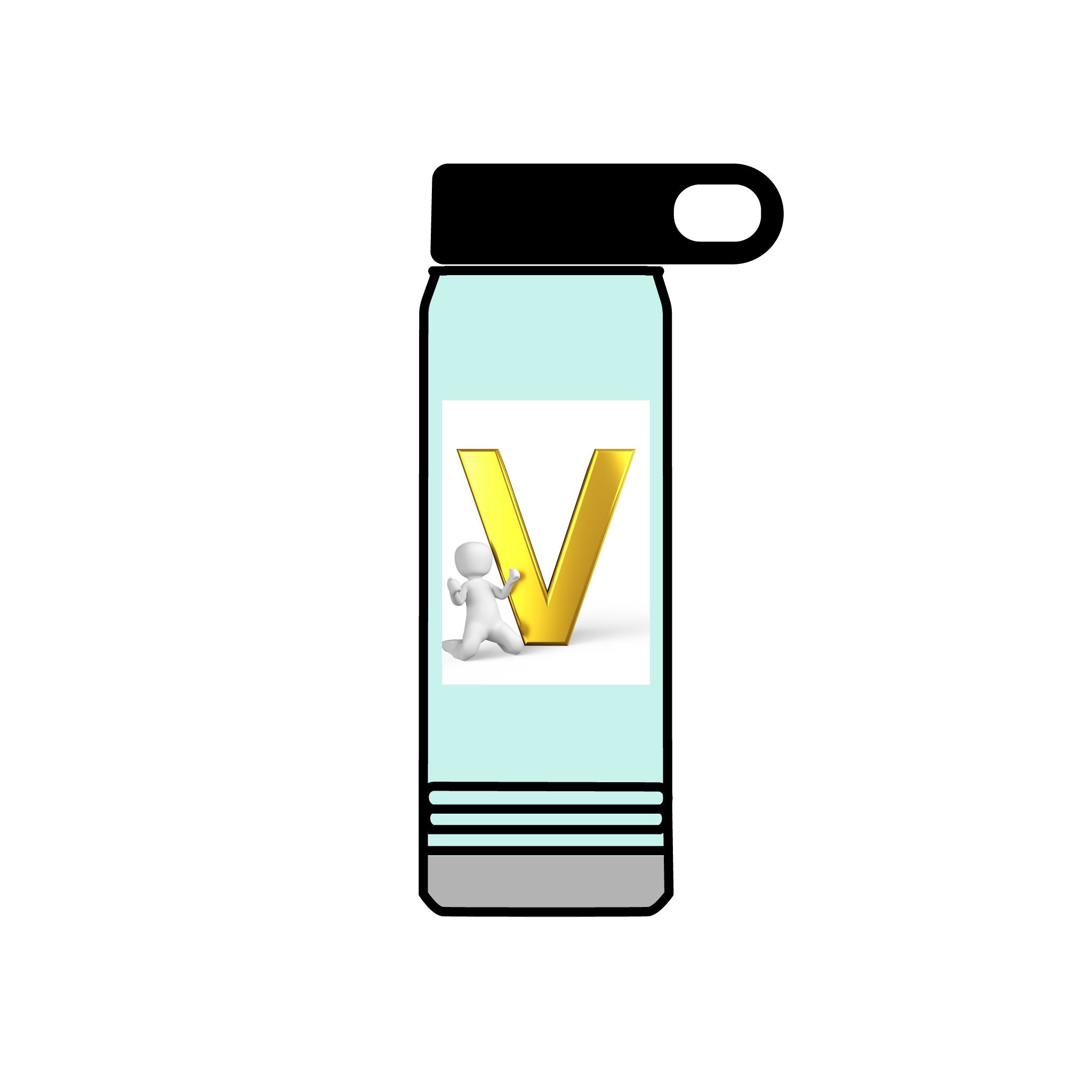 Gold Letter V Monogram Water Bottle | Personalized Initial 20oz