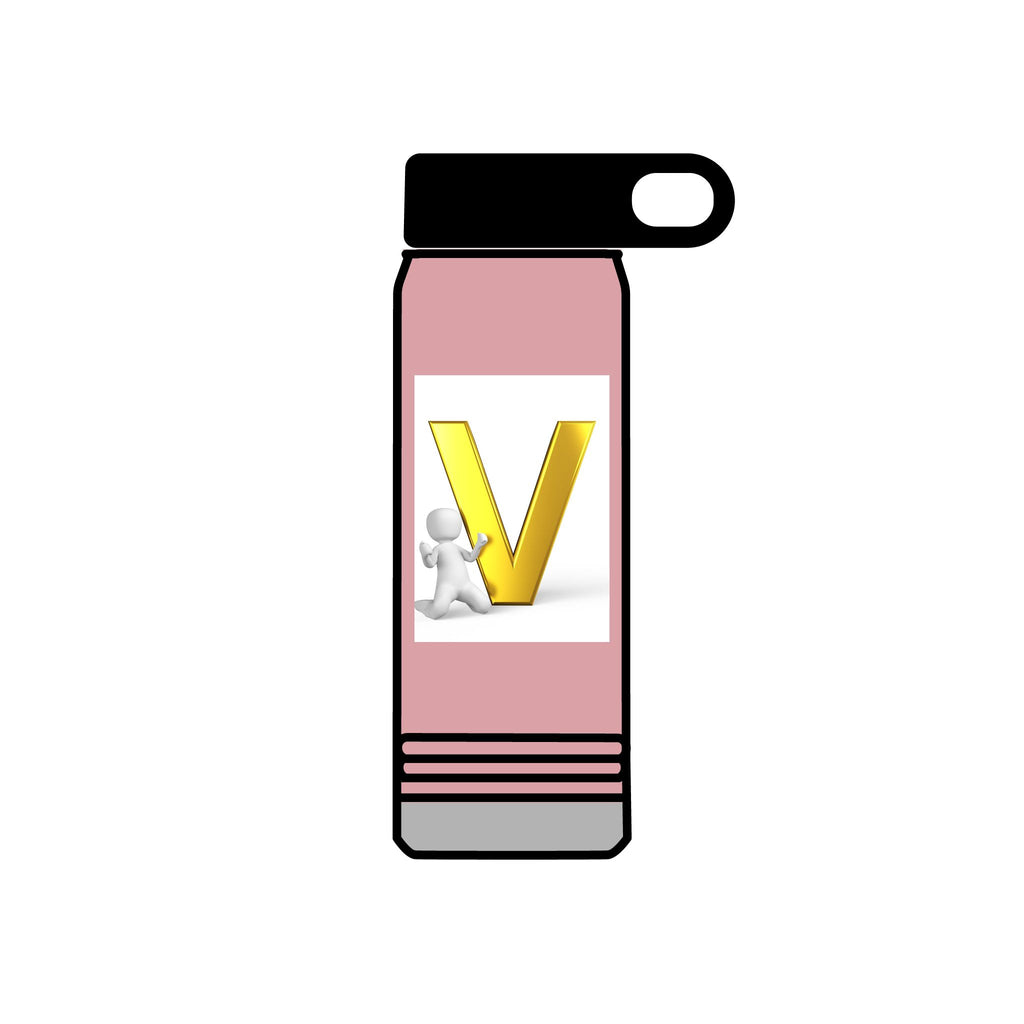 Gold Letter V Monogram Water Bottle | Personalized Initial 20oz