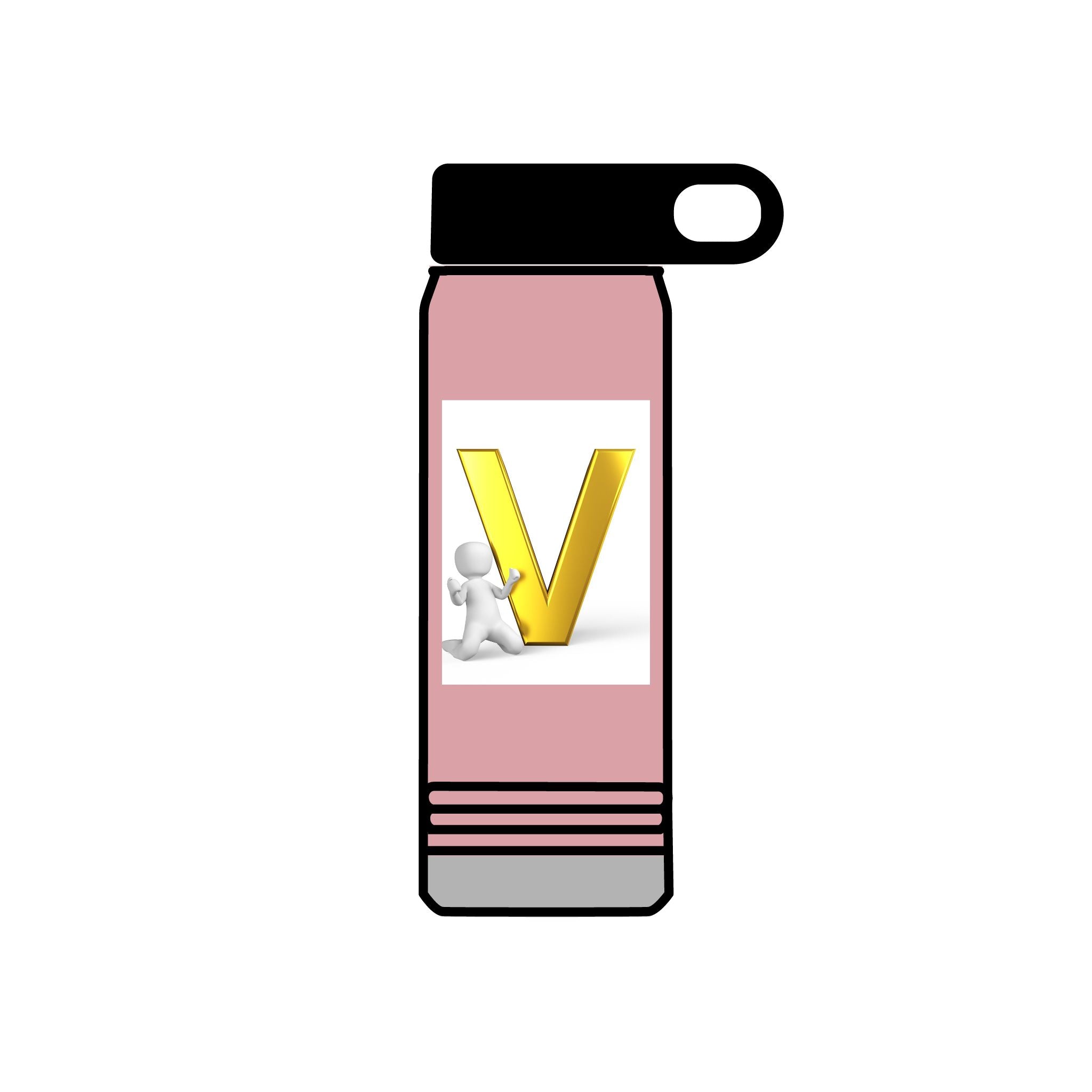 Gold Letter V Monogram Water Bottle | Personalized Initial 20oz