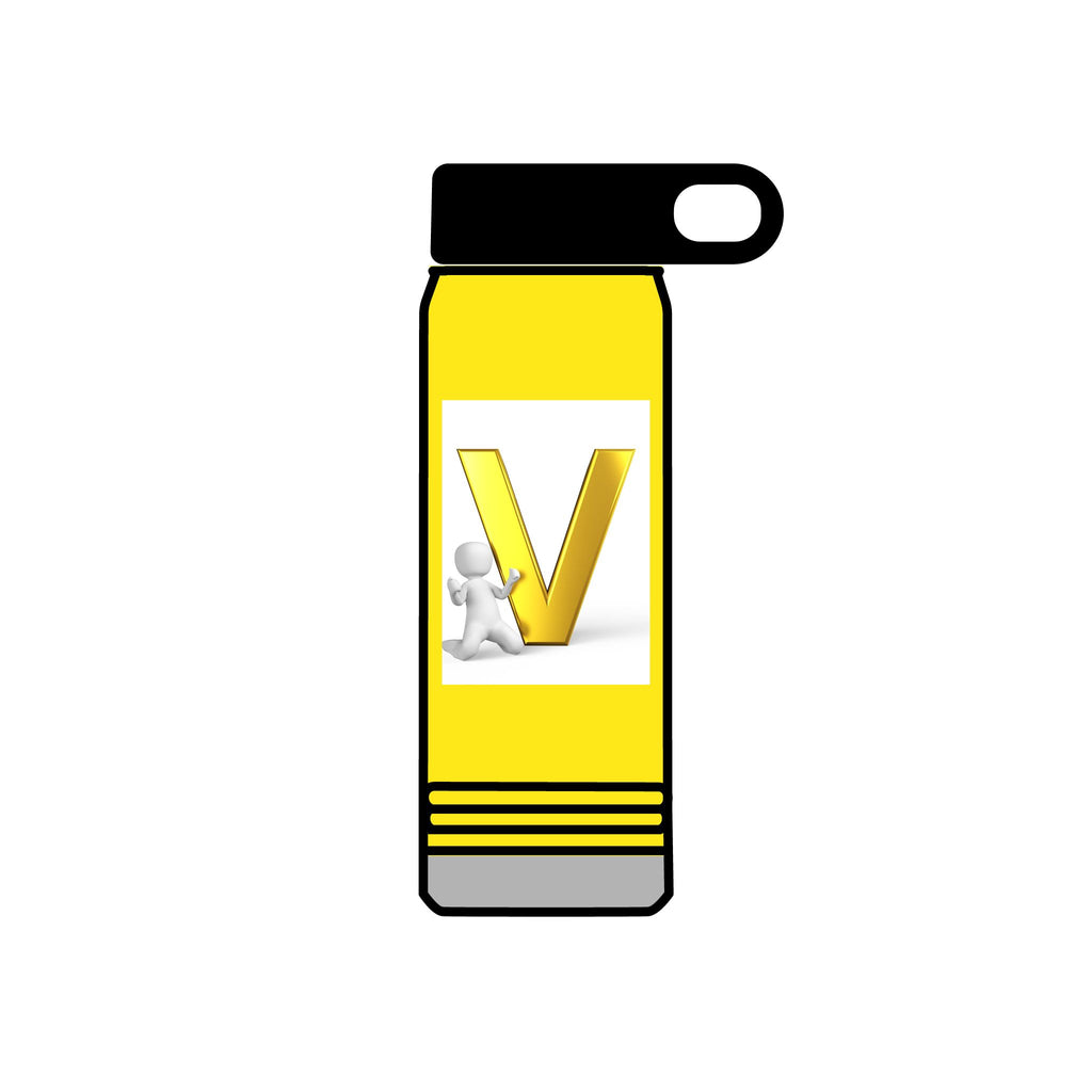 Gold Letter V Monogram Water Bottle | Personalized Initial 20oz