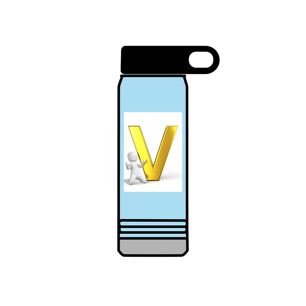 Gold Letter V Monogram Water Bottle | Personalized Initial 20oz