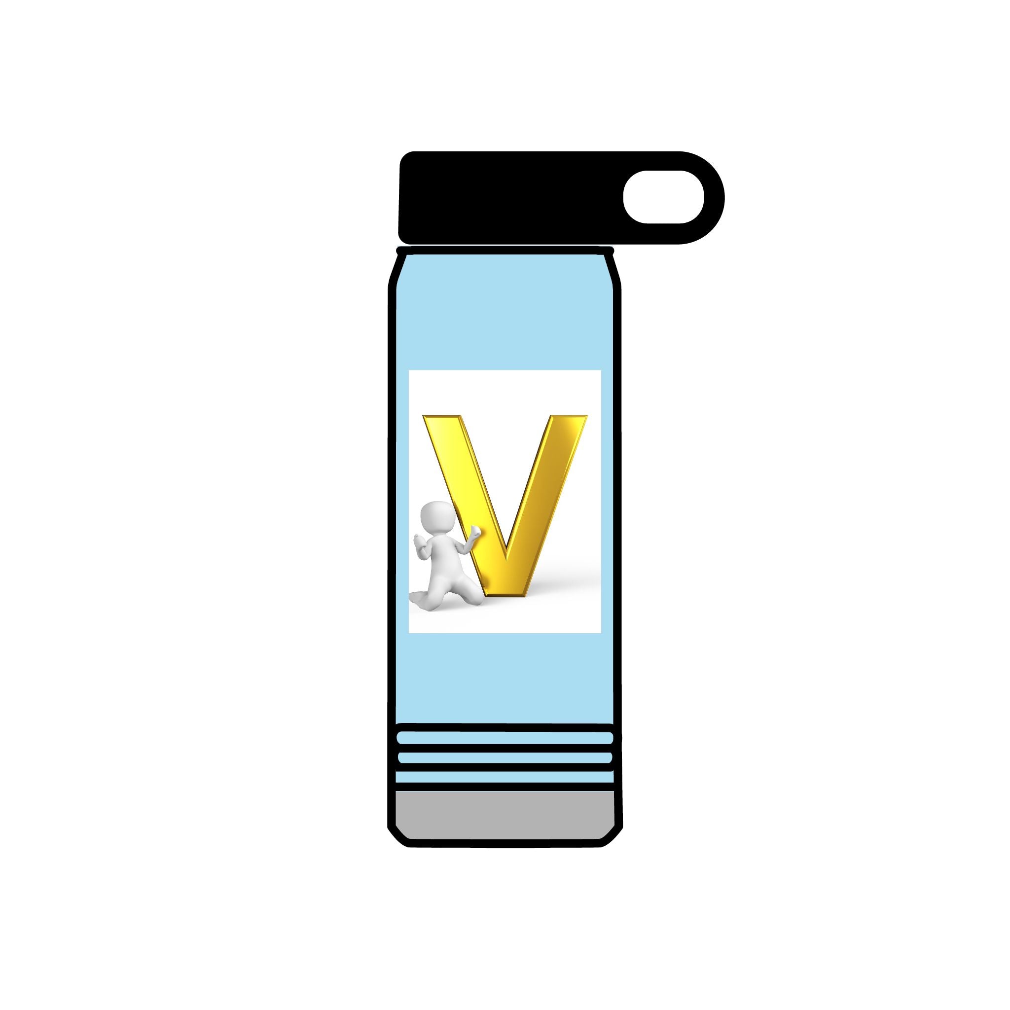 Gold Letter V Monogram Water Bottle | Personalized Initial 20oz