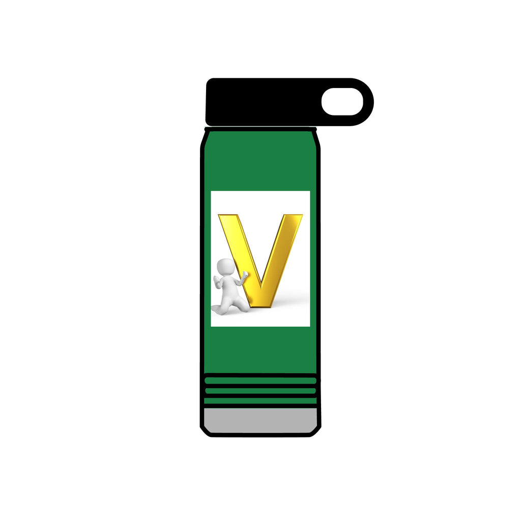 Gold Letter V Monogram Water Bottle | Personalized Initial 20oz