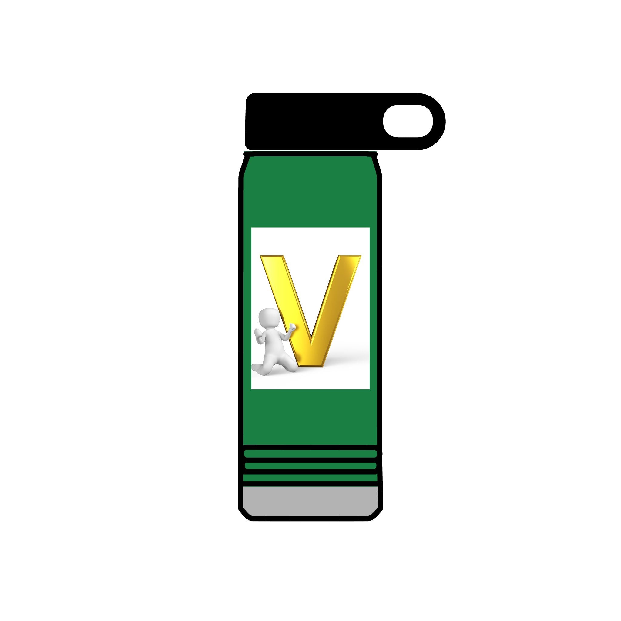 Gold Letter V Monogram Water Bottle | Personalized Initial 20oz