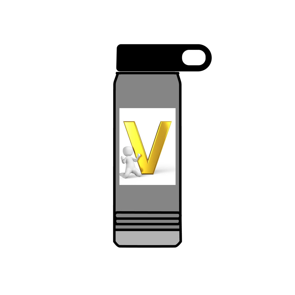 Gold Letter V Monogram Water Bottle | Personalized Initial 20oz