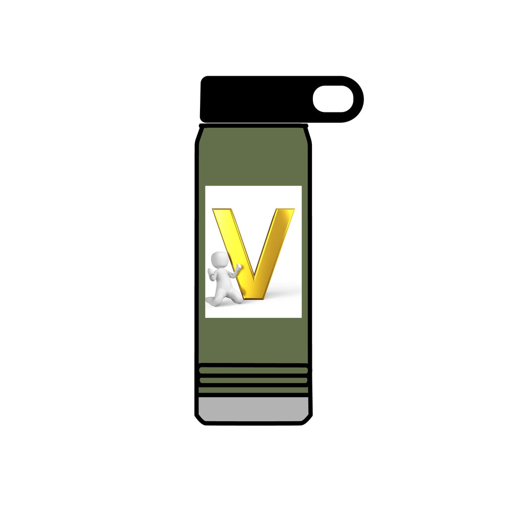 Gold Letter V Monogram Water Bottle | Personalized Initial 20oz