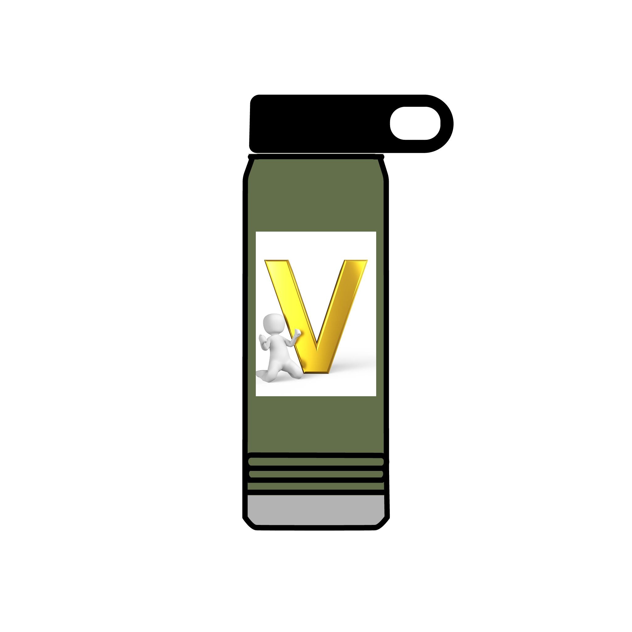 Gold Letter V Monogram Water Bottle | Personalized Initial 20oz