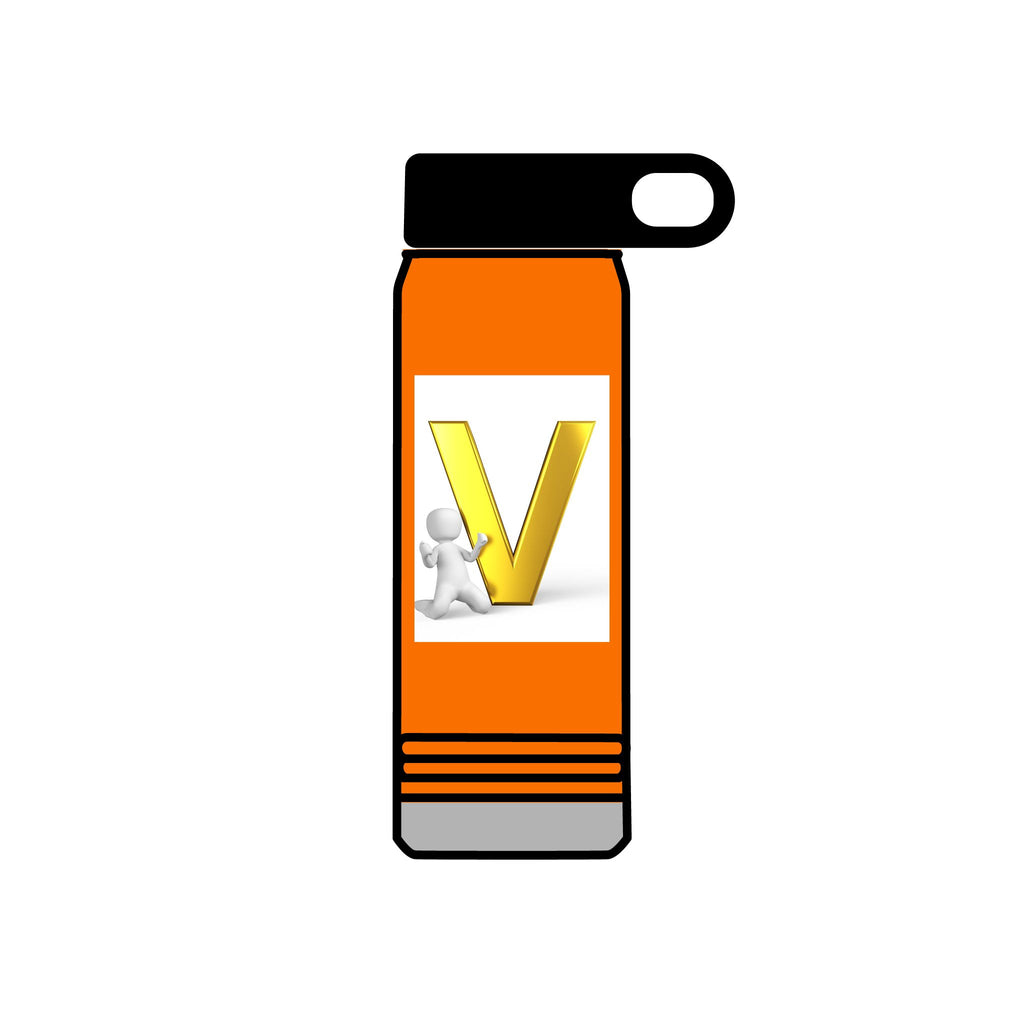 Gold Letter V Monogram Water Bottle | Personalized Initial 20oz