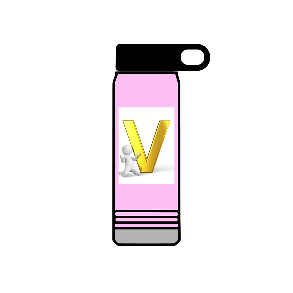 Gold Letter V Monogram Water Bottle | Personalized Initial 20oz
