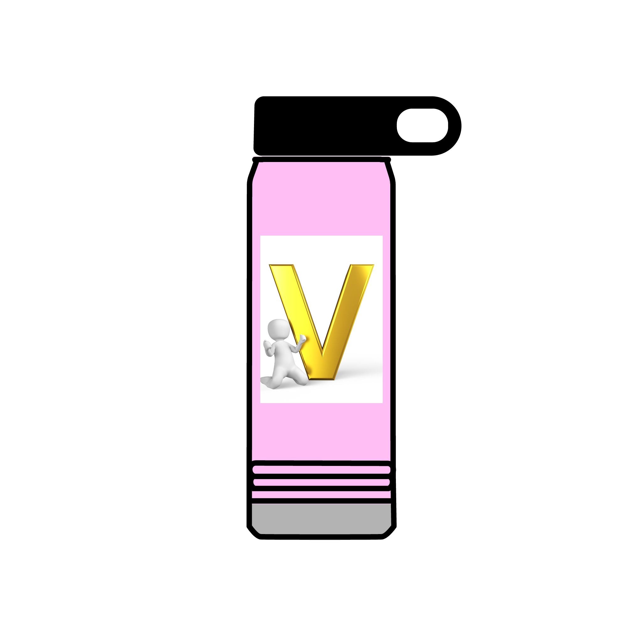 Gold Letter V Monogram Water Bottle | Personalized Initial 20oz
