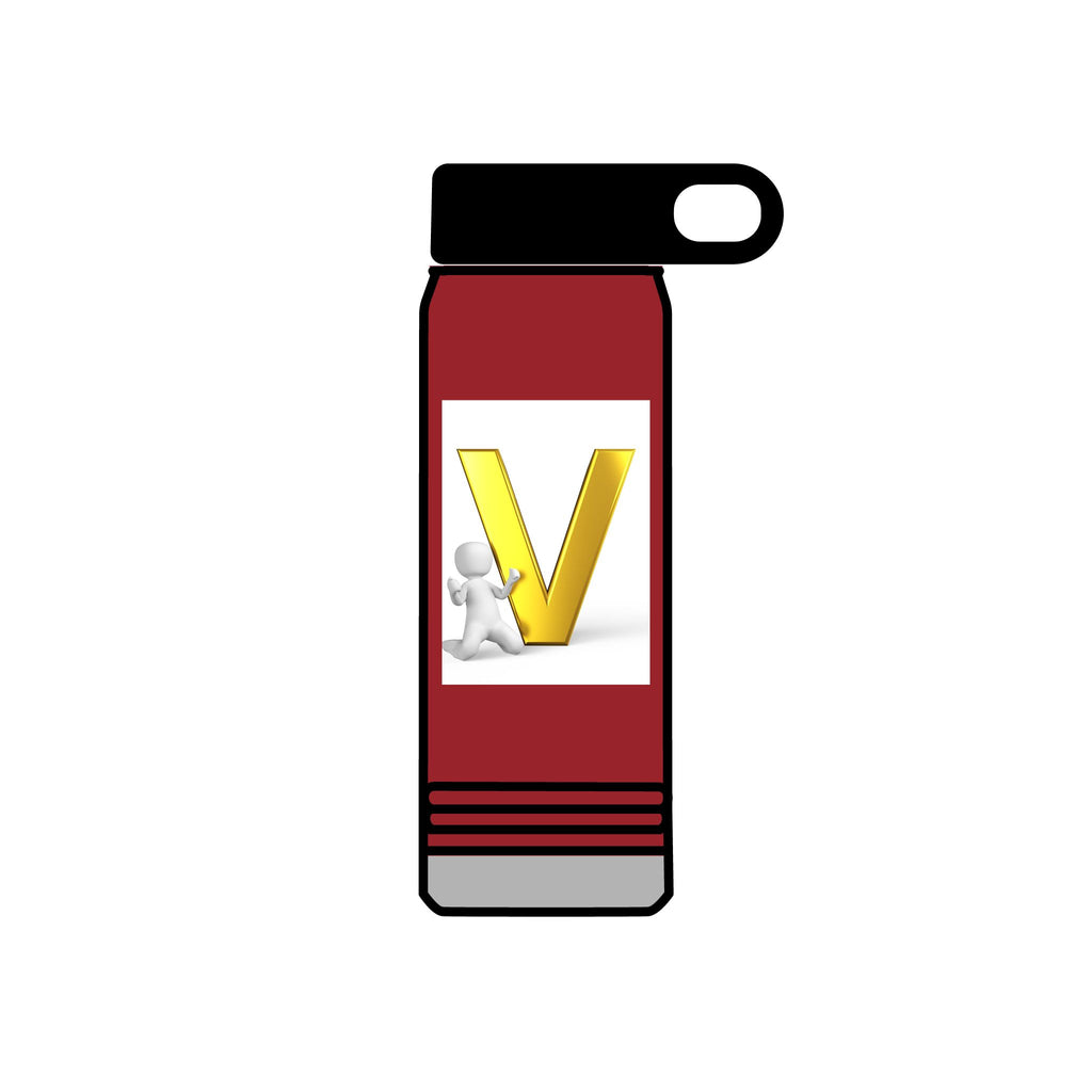 Gold Letter V Monogram Water Bottle | Personalized Initial 20oz