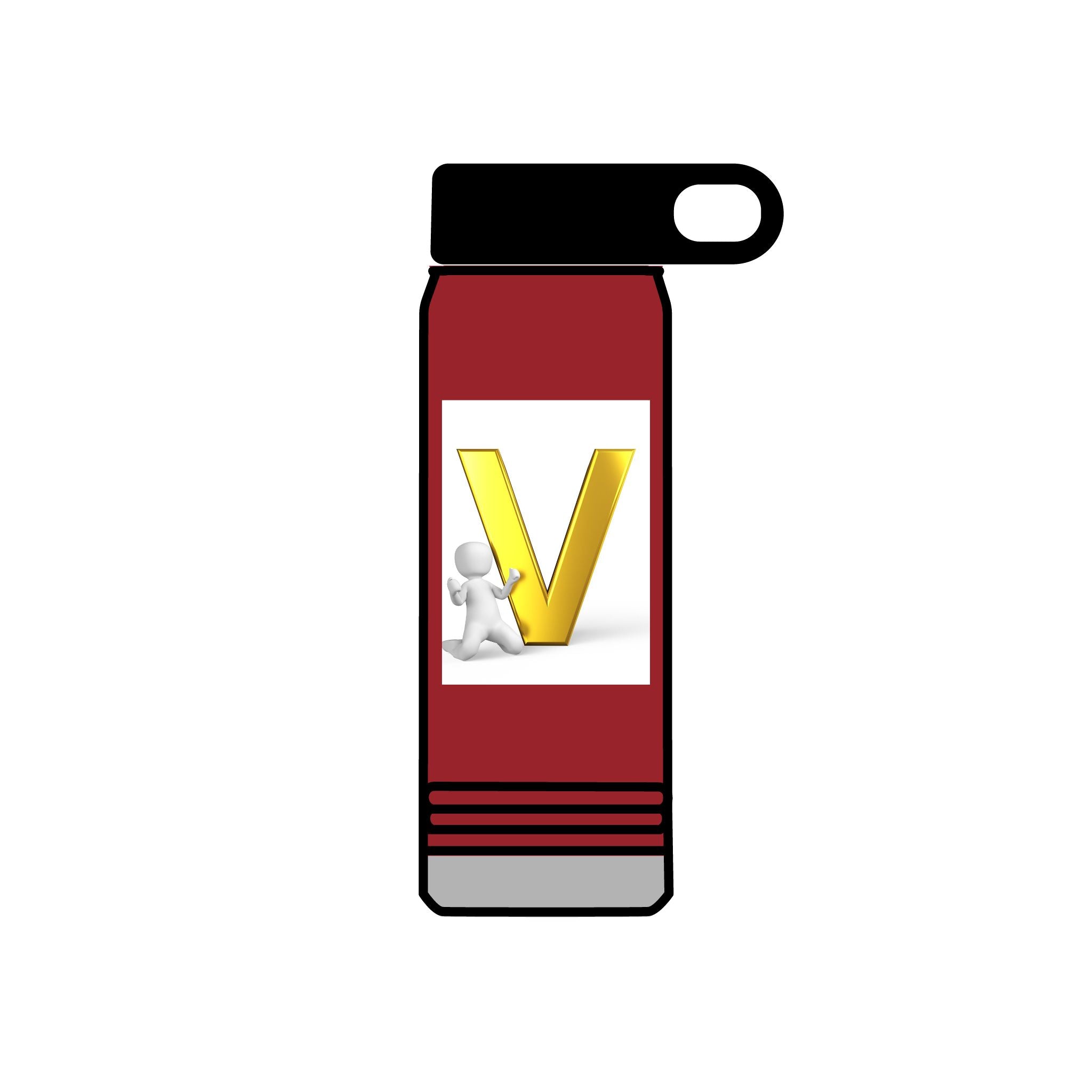 Gold Letter V Monogram Water Bottle | Personalized Initial 20oz