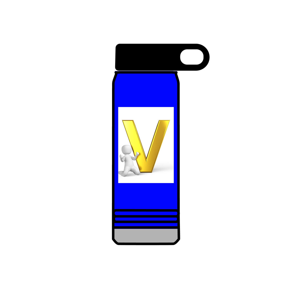 Gold Letter V Monogram Water Bottle | Personalized Initial 20oz
