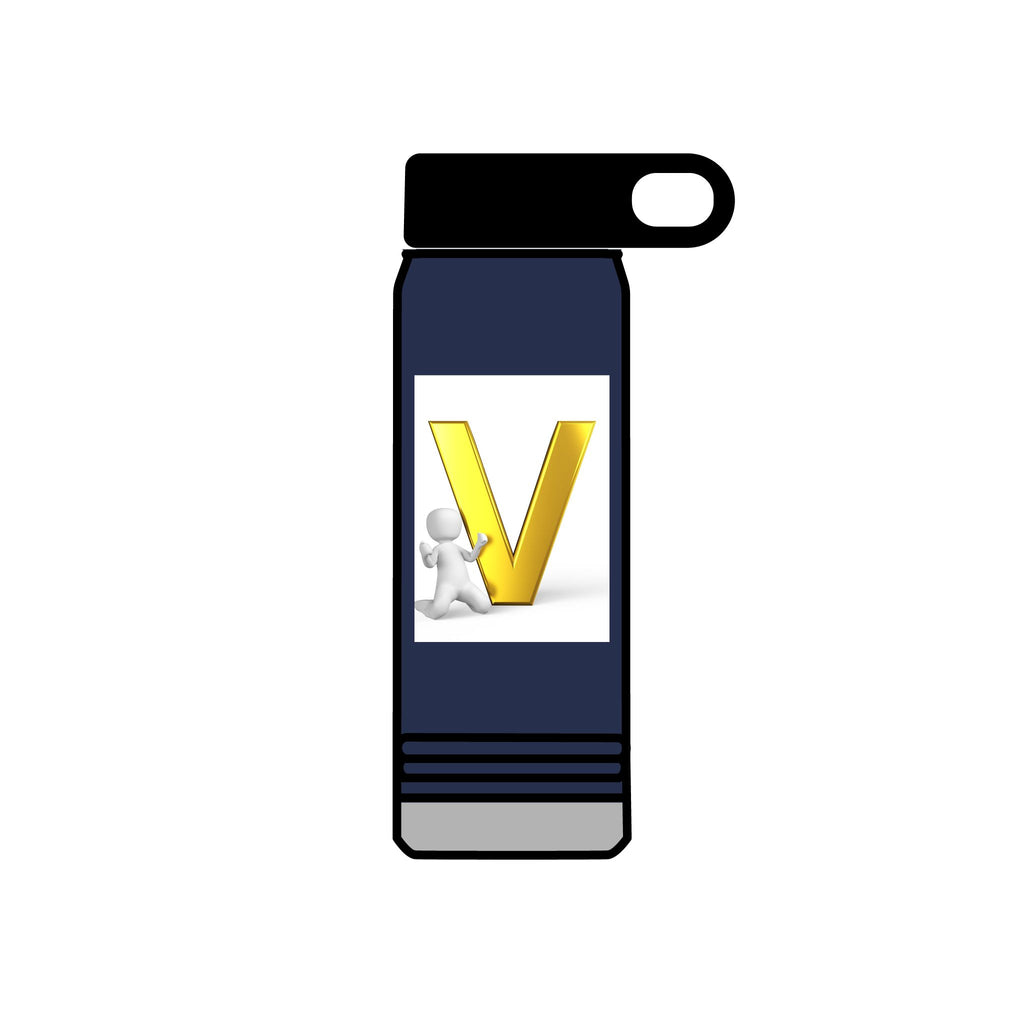 Gold Letter V Monogram Water Bottle | Personalized Initial 20oz